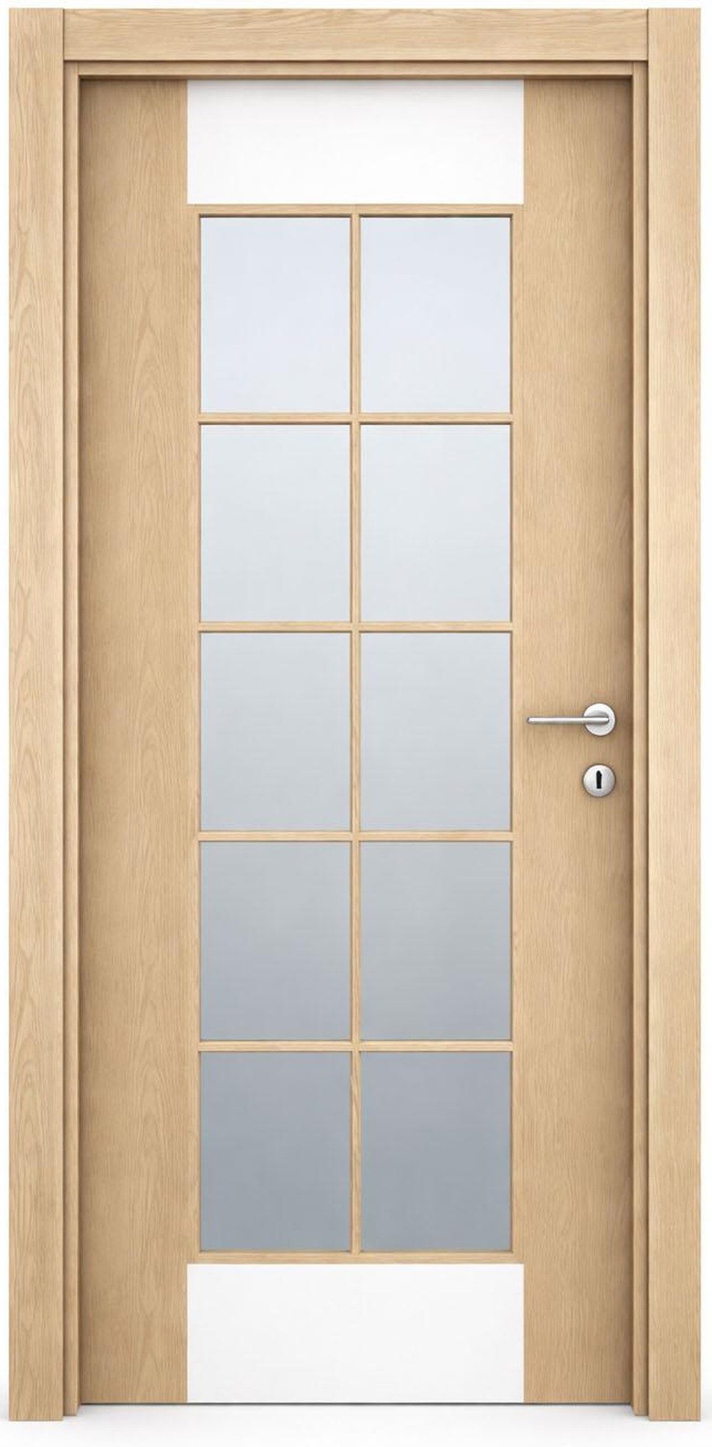 Xlmoebel Zimmertür Premium Holztür in Hellbraun für den Innenbereich mit Milchglas, Made in Europa