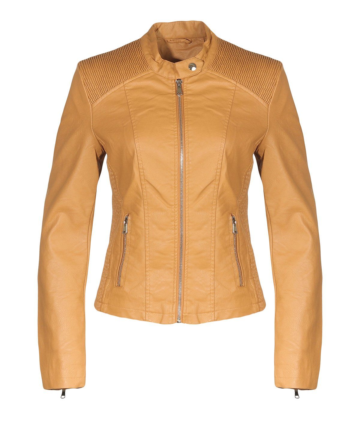 malito more than fashion Lederimitatjacke malito Damen Jacke, Kunstleder Jacke, lässige Biker Jacke mit Steppu Bikerjacke Slimfit mit Steppung – Bild 2 von 2