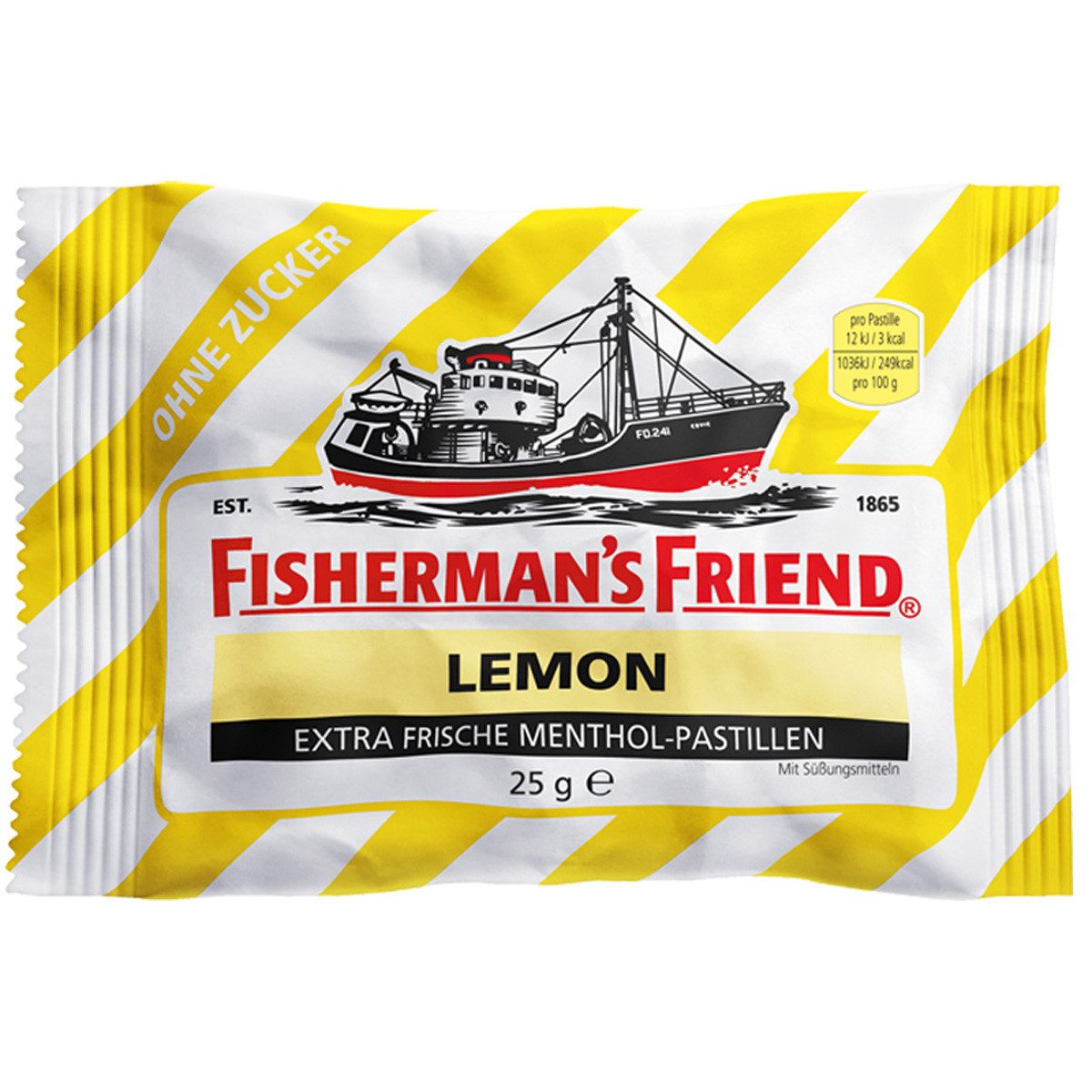 FISHERMAN'S FRIEND Süßigkeit, Fishermans Friend Lemon frische Menthol Pastillen ohne Zucker 25g