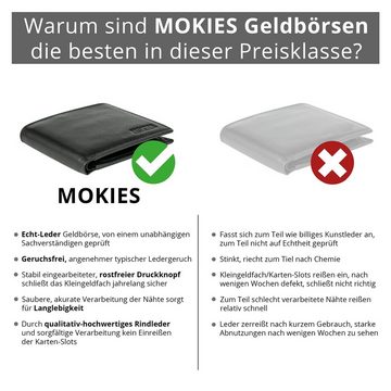 MOKIES Geldbörse Herren Portemonnaie GN100 Nappa (querformat), 100% Echt-Leder, Premium Nappa-Leder, RFID-/NFC-Schutz, Geschenkbox