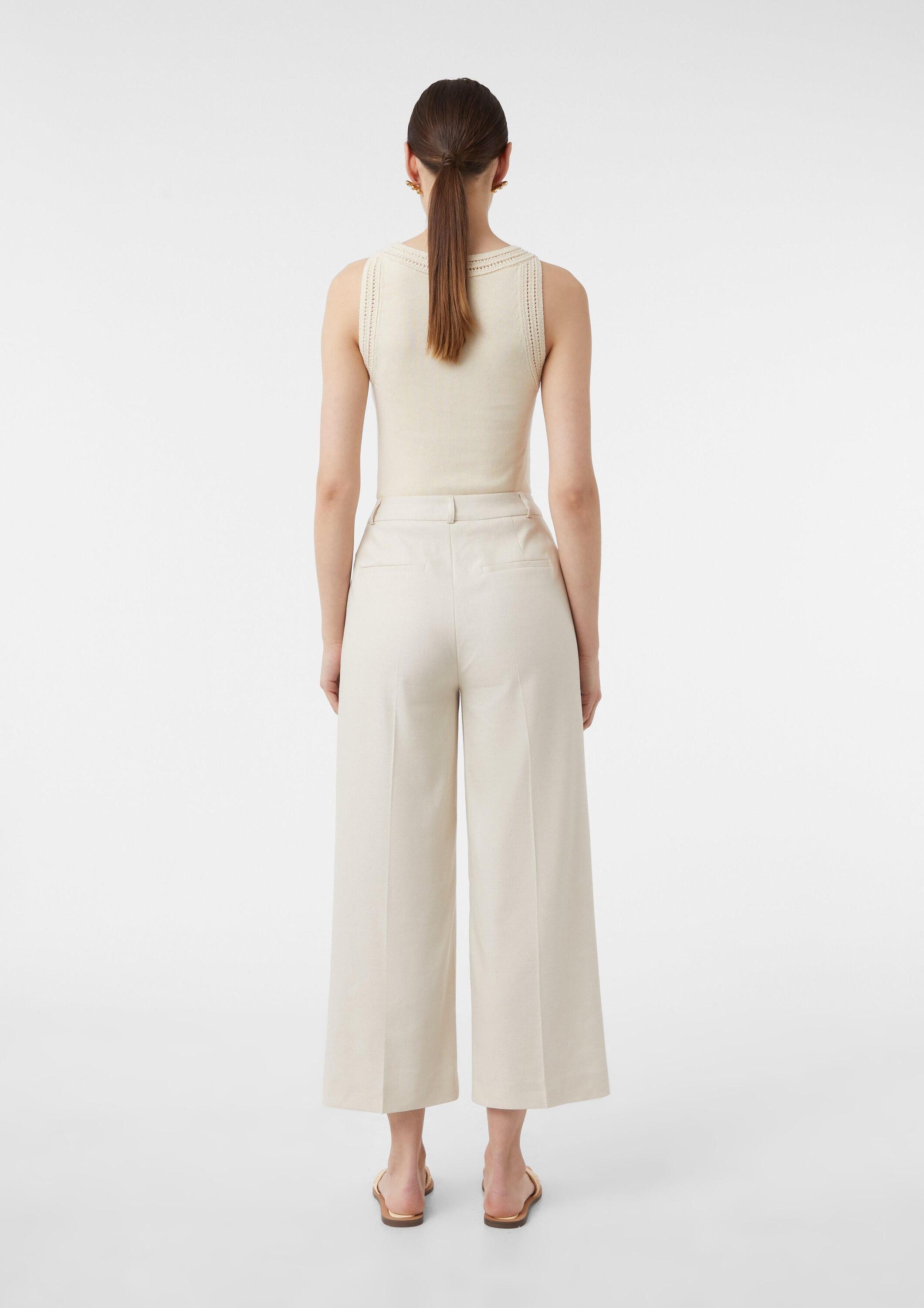 comma 7/8-Hose Hose Ankle-Hose aus Leinenmix mit weitem Bein