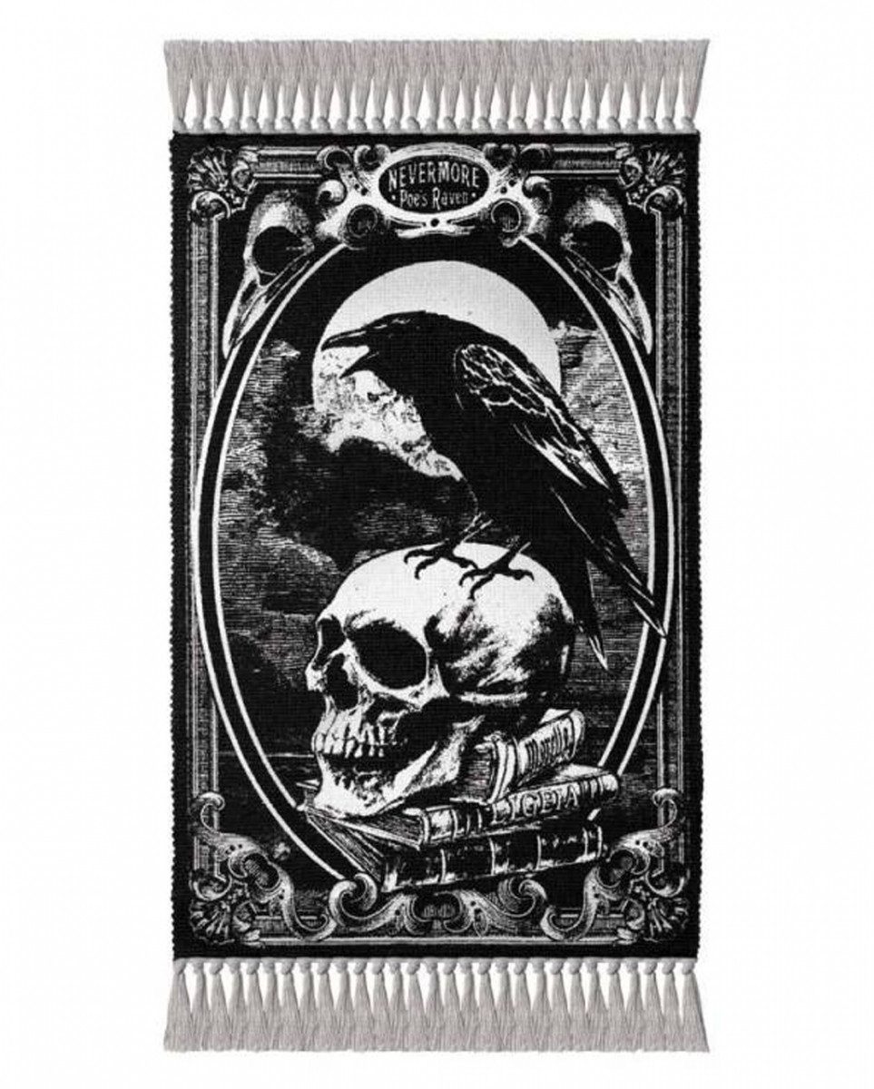 Horror-Shop Dekofigur Poe's Raven Gothic Teppich als Wohndeko 97x51cm