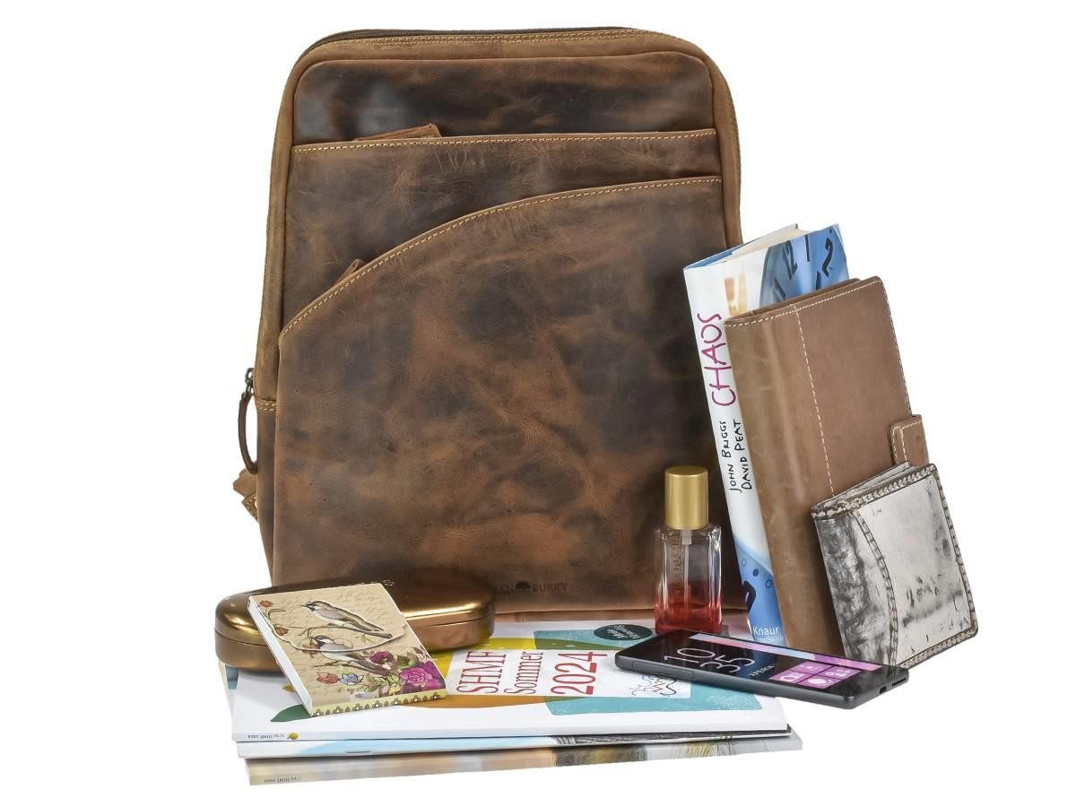 Greenburry Freizeitrucksack "Vintage" Damenrucksack 28x34cm antikbraun, Cityrucksack Damen klein, Tagesrucksack