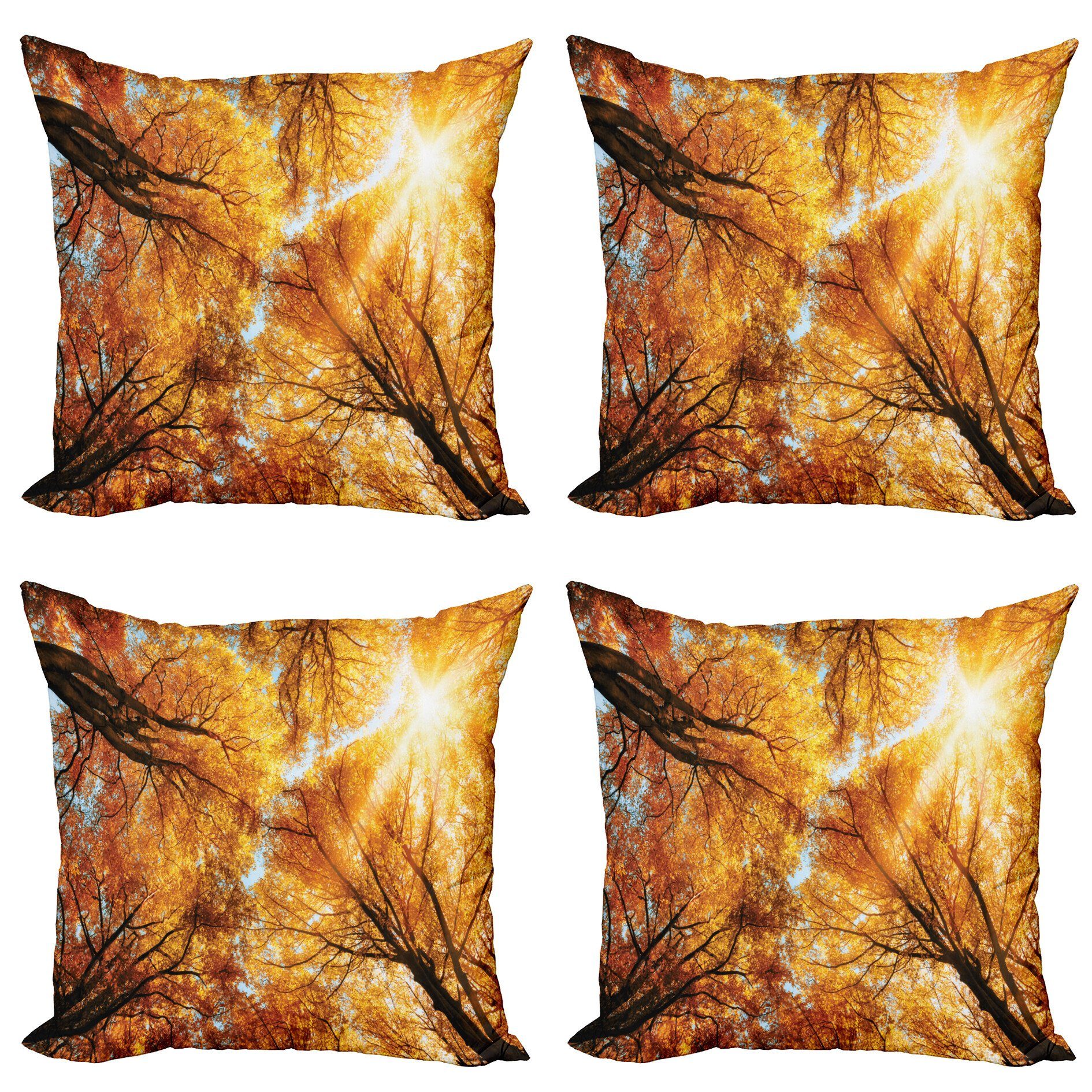 (4 Doppelseitiger Wald Stück), Abakuhaus Autumn Baum Digitaldruck, Kissenbezüge Modern Accent Sunbeams