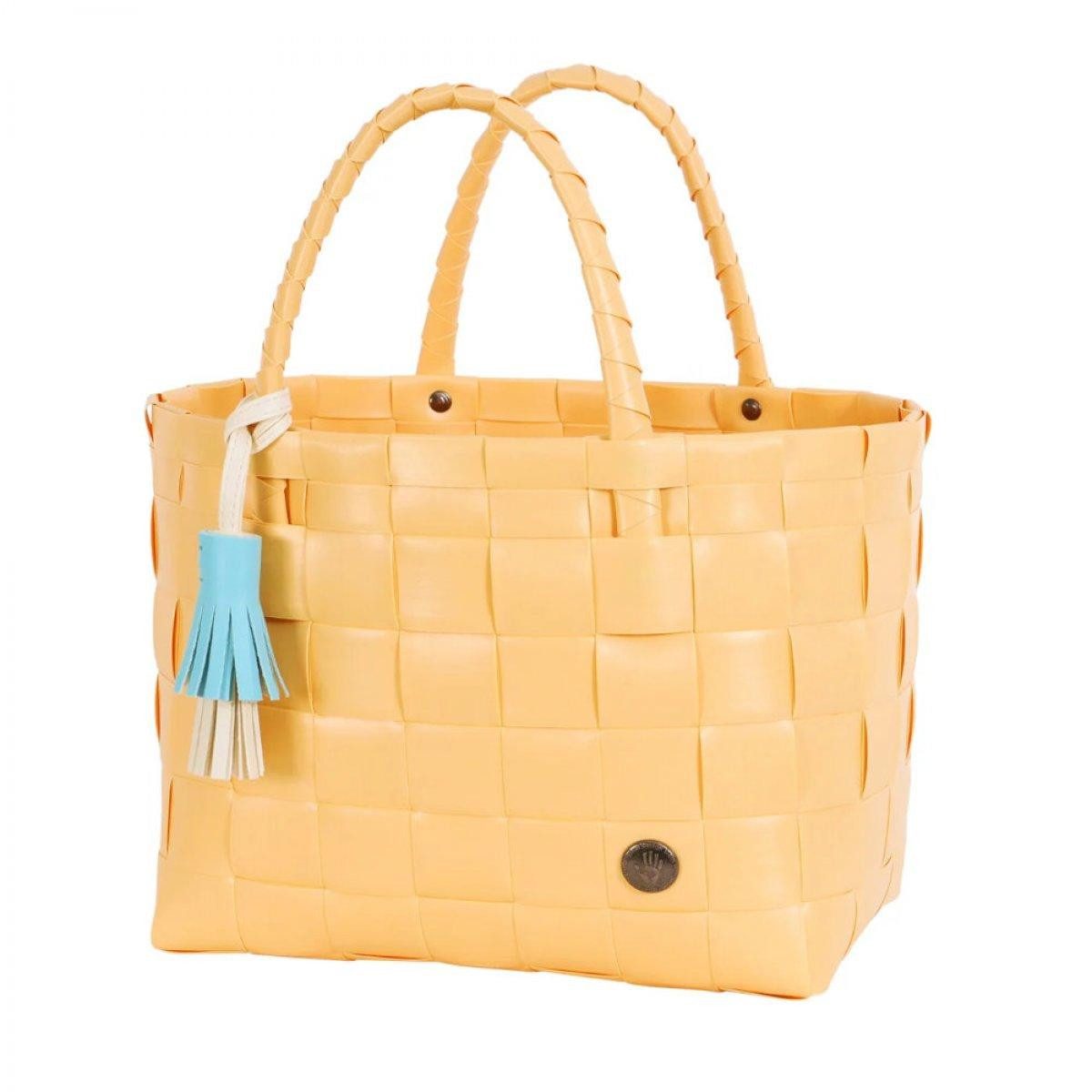 Handed By Einkaufskorb Handed By Shopper Paris Mini Golden Yellow mit Quaste in Soft Aqua Gre