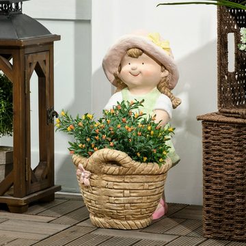 Outsunny Gartenfigur "Mädchen mit Blumenkorb", Gartendekoration, (Set, 1 St., Gartenstatue), wetterbeständig