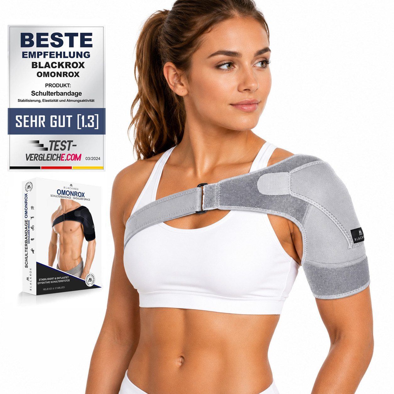 BLACKROX Schulterbandage [Vergleichssieger 2026] Damen & Herren, One Size, Schulterstütze
