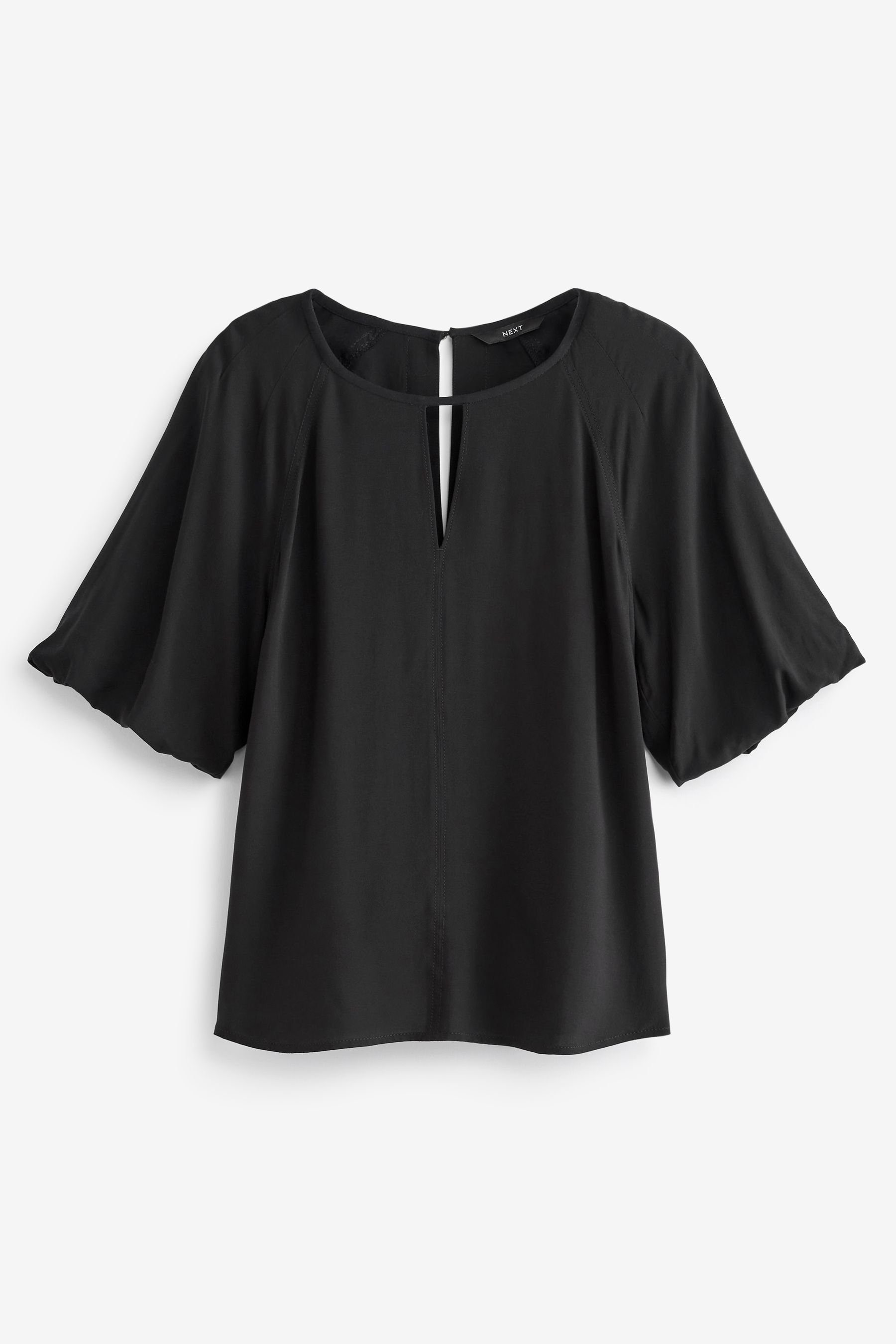 Next Blusenshirt Top mit 3/4-Ärmel und Schlitzausschnitt (1-tlg) Black