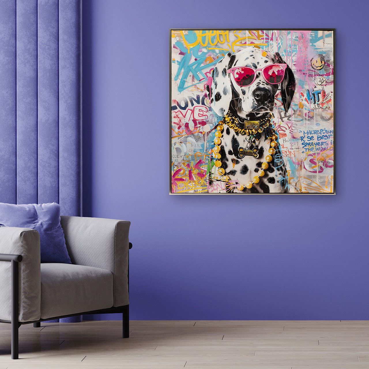 ArtUniverse Gemälde Leinwandbild Make Your Life Pink Dalmatian! 80 x 80 cm, Tiermotiv