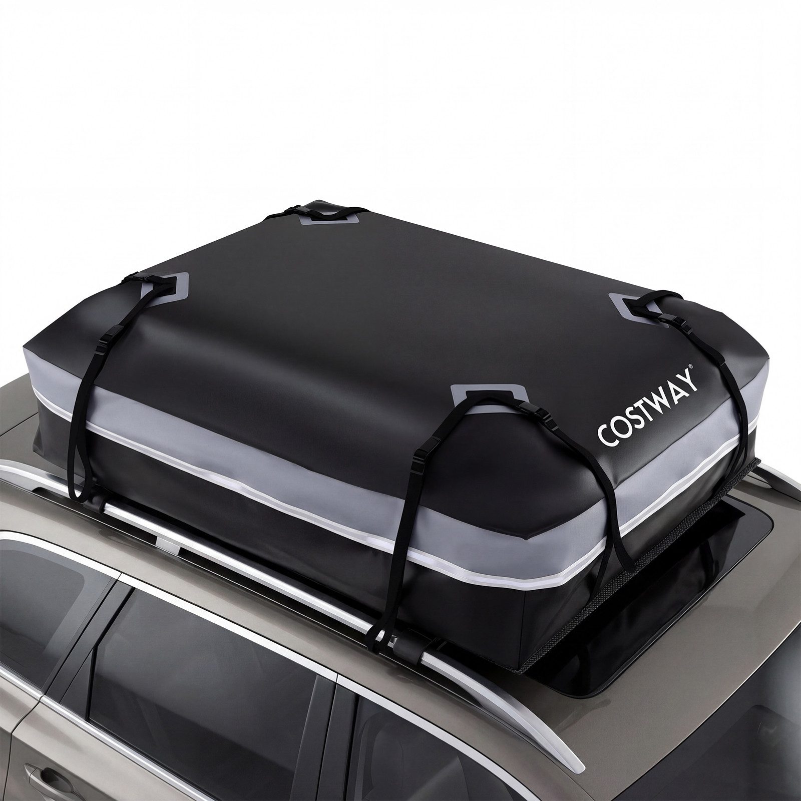 COSTWAY Dachbox, 600L, wasserdicht, tragbar, mit 6 Türhaken & Schloss
