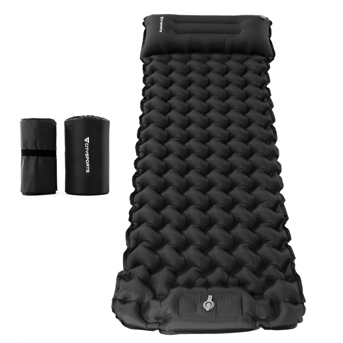 CITYSPORTS Isomatte Selbstaufblasende Camping Isomatte, aufblasbare Luftmatratze Camping, mit Kissen,Fußpumpe,Outdoor Schlafmatte für Zelt SUV Reisen
