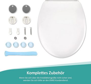 EMKE WC-Sitz Toilettendeckel mit Absenkautomatik, Klodeckel Weiß Klobrille Abnehmbar Toilettensitz bis 150KG