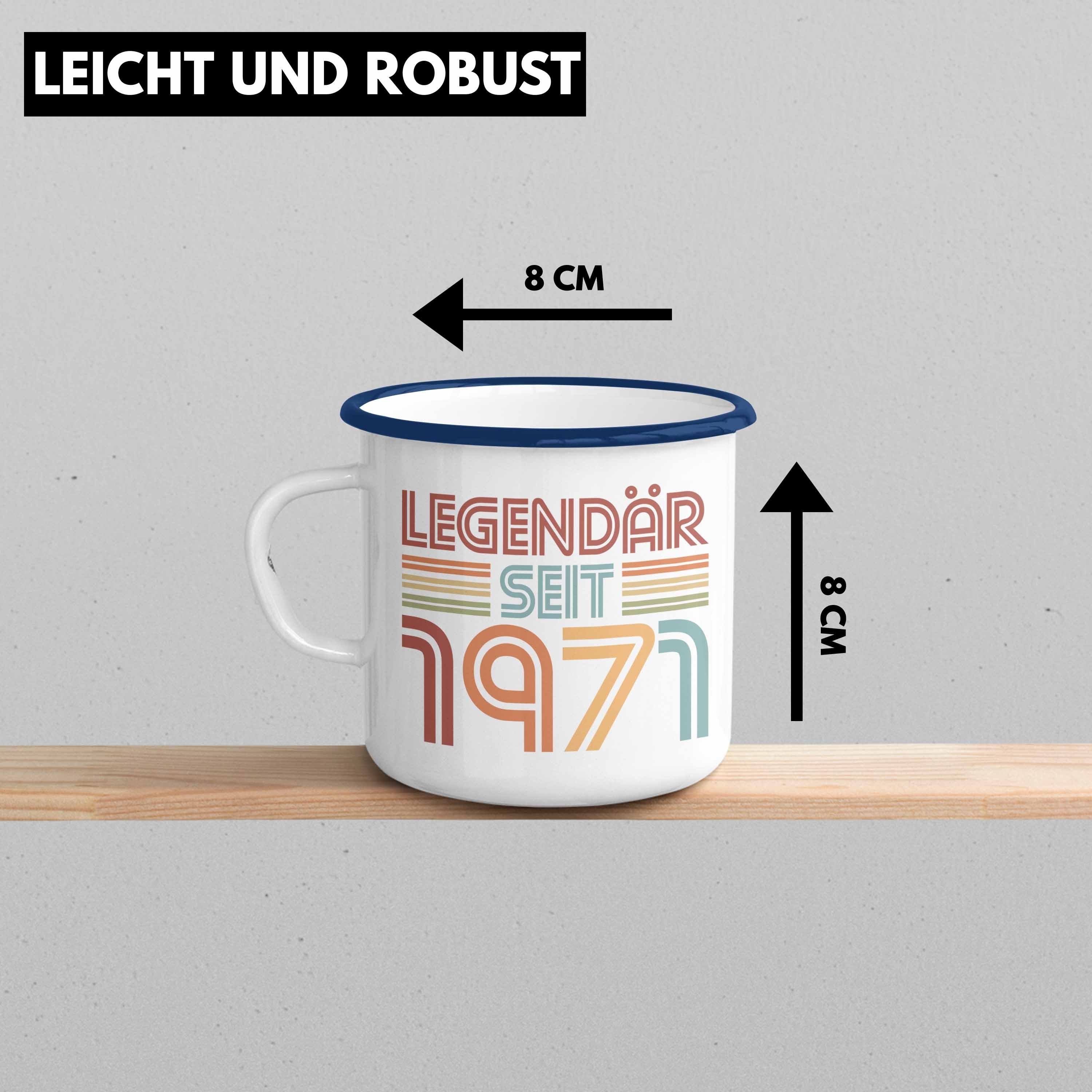 Geschenk Geschenkidee Geburtstag Blau Emaille Vater Mann Thermotasse Geschenke 50er Lustig Dekoration - 50. 50 Trendation Trendation Männer Mutter Tasse Frau Frauen