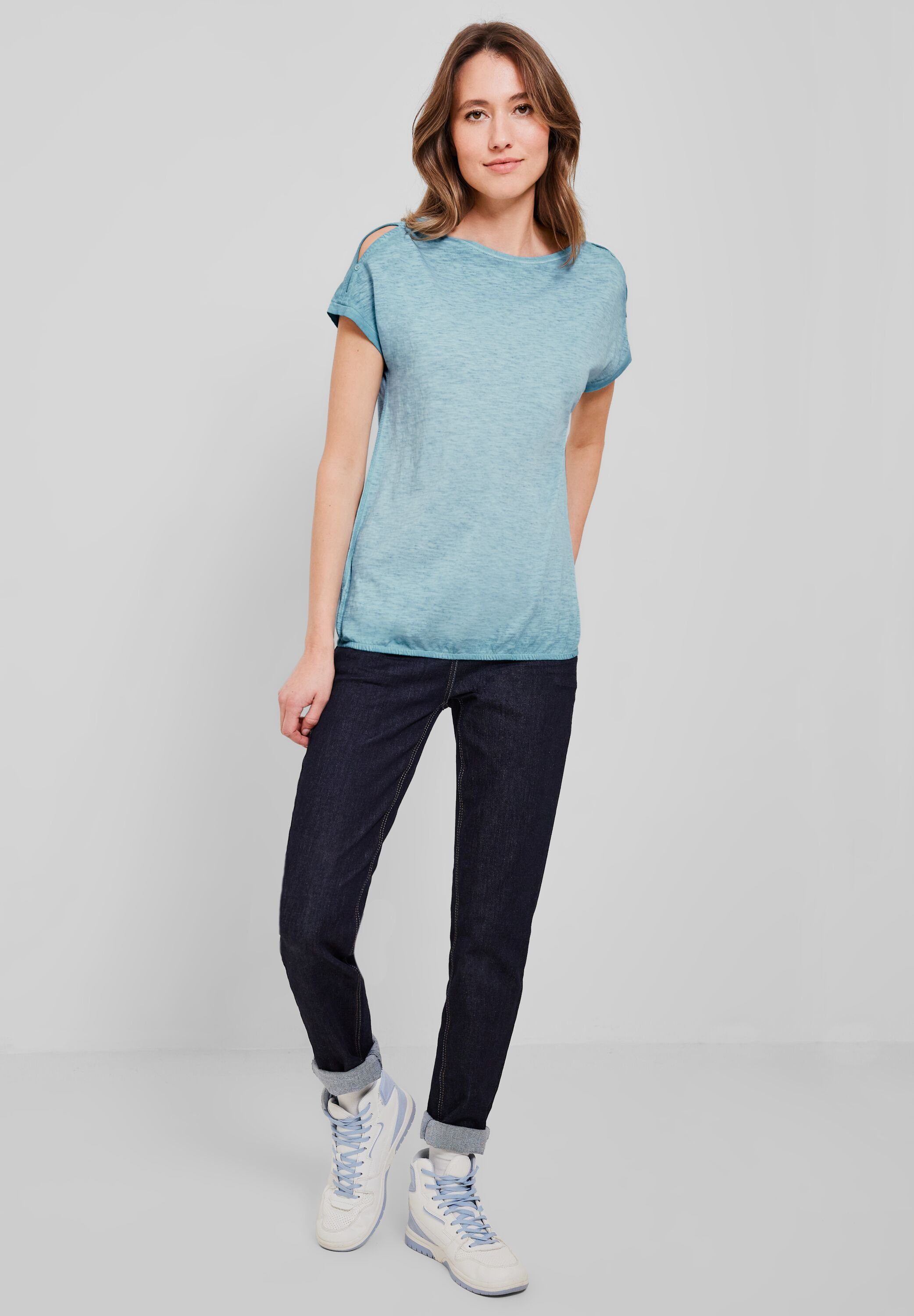 Cecil T-Shirt mit pool aqua blue Flammgarn