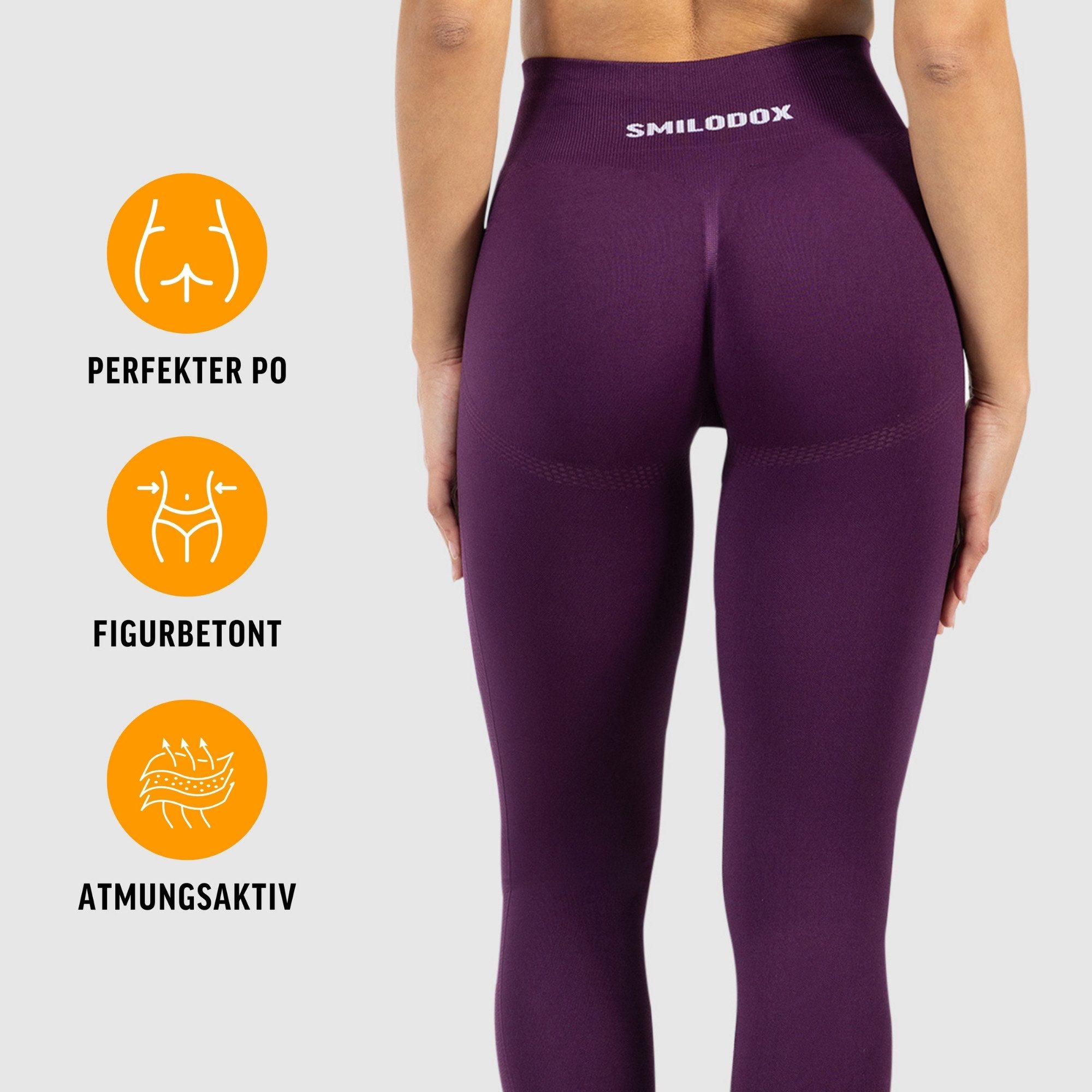 Smilodox Leggings Cetrina, Push Up Scrunch Leggings mit Schriftzug Fitness & Alltag Seamless, High Waist, Scrunch Sporthose, Atmungsaktiv, Blickdicht