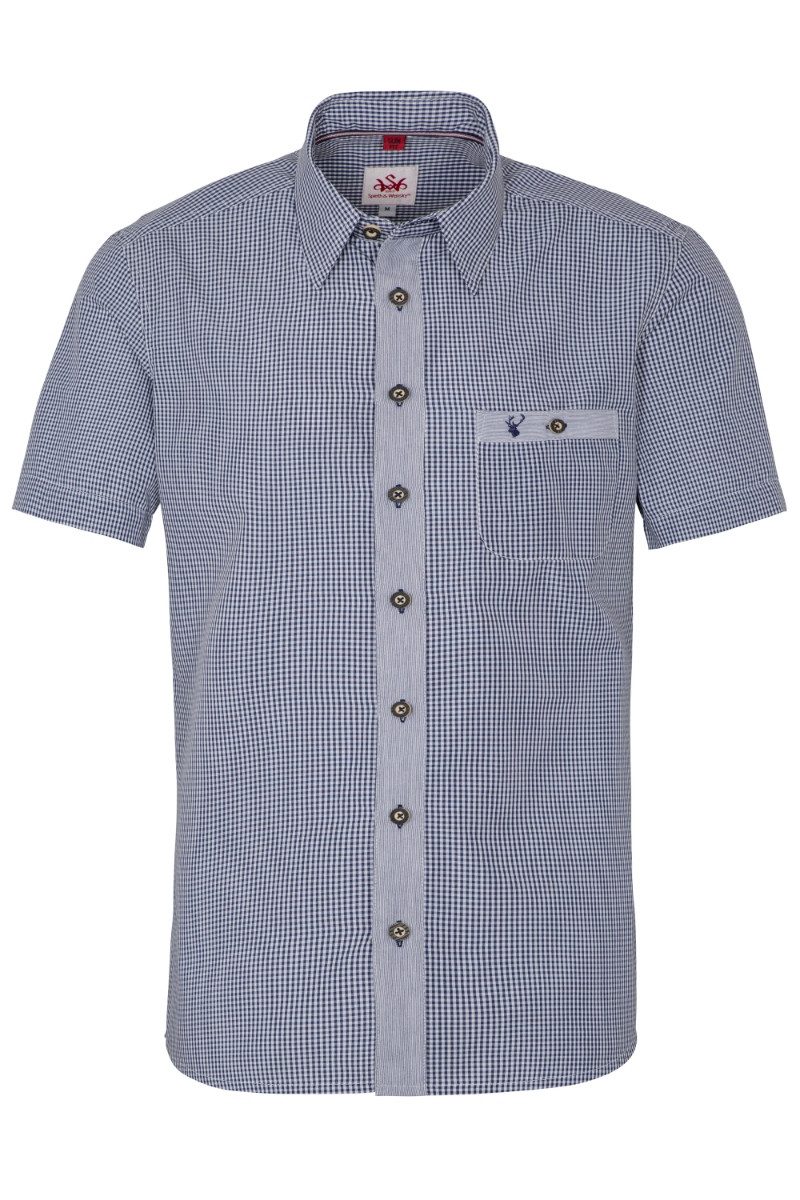 Spieth & Wensky Trachtenhemd Trachtenhemd - DORF KA - dunkelblau, dunkelrot