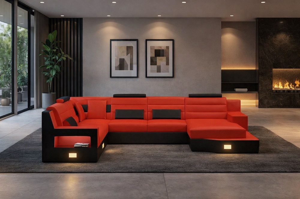 Xlmoebel Wohnlandschaft Ecksofa Ledersofa Schlafsofa Modern inkl. Kissen Sofort, Made in Europa