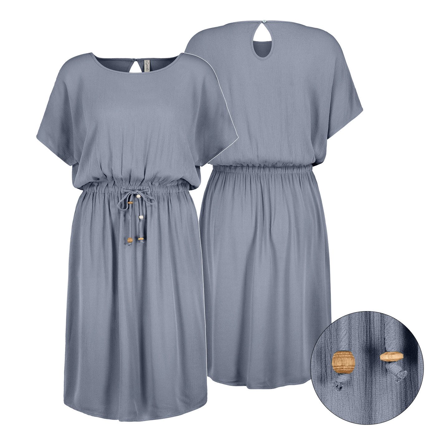 Eight2Nine Sommerkleid Damen Luftiges Sommerkleid aus Viskose mit Bindegürtel Sommerkleid