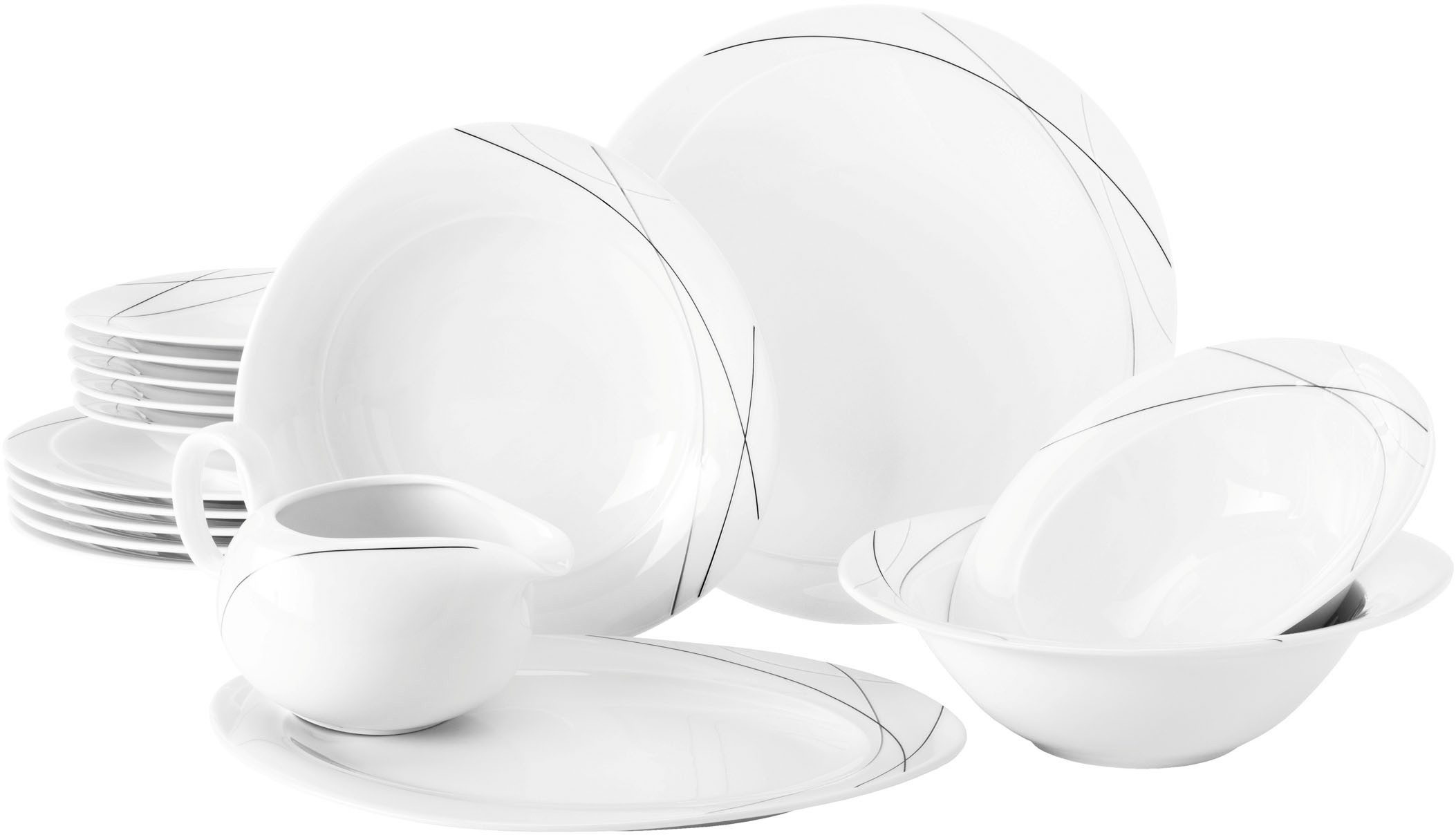 Seltmann Weiden Tafelservice Geschirr-Set, Service Trio Highline (16-tlg), 6 Personen, Porzellan, Тарелки-Set, Suppenteller, Made in Germany, 16 Teile, für 6 Personen