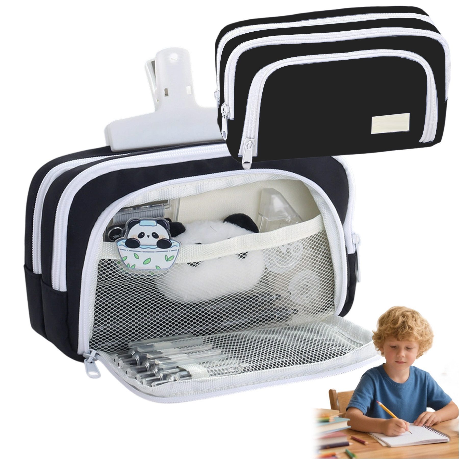 Mutig Federmäppchen Federmäppchen Groß Mäppchen Große Kapazität, (3 Fächer Federmäppchen, Für Kinder Studenten Mädchen Jungs), Multifunktional Mäppchen Für Schule Büro, Makeup