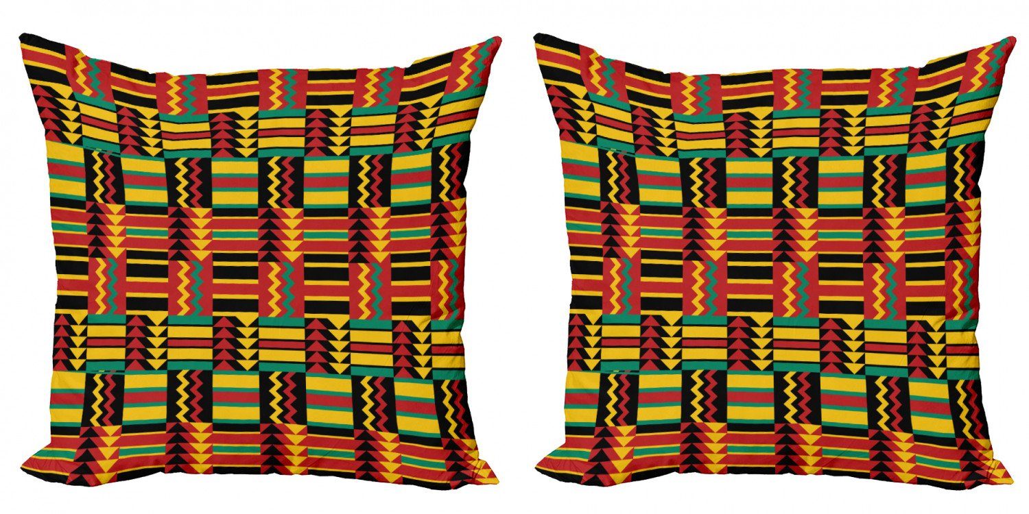 Kissenbezüge Modern Accent Doppelseitiger Zimbabwe Digitaldruck, (2 Abakuhaus Stück), Muster Kente
