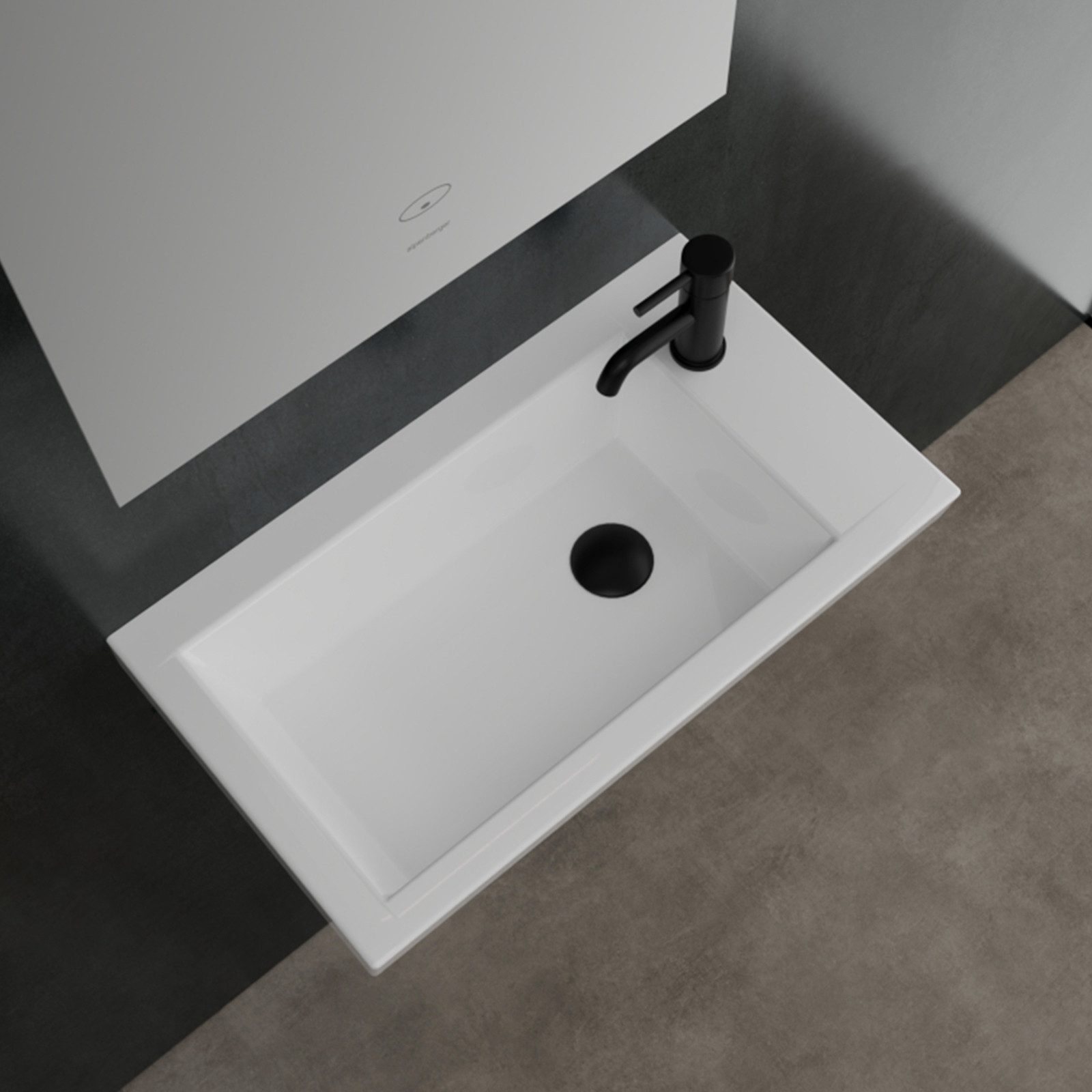 Alpenberger Waschbecken Gäste WC Waschbecken 60 cm Breit - Aufsatzwaschbecken Hängewaschbecken (1-tlg. Waschtisch, 1-St., Keramik Handwaschbecken), Lavabo Badwa – Bild 5 von 5
