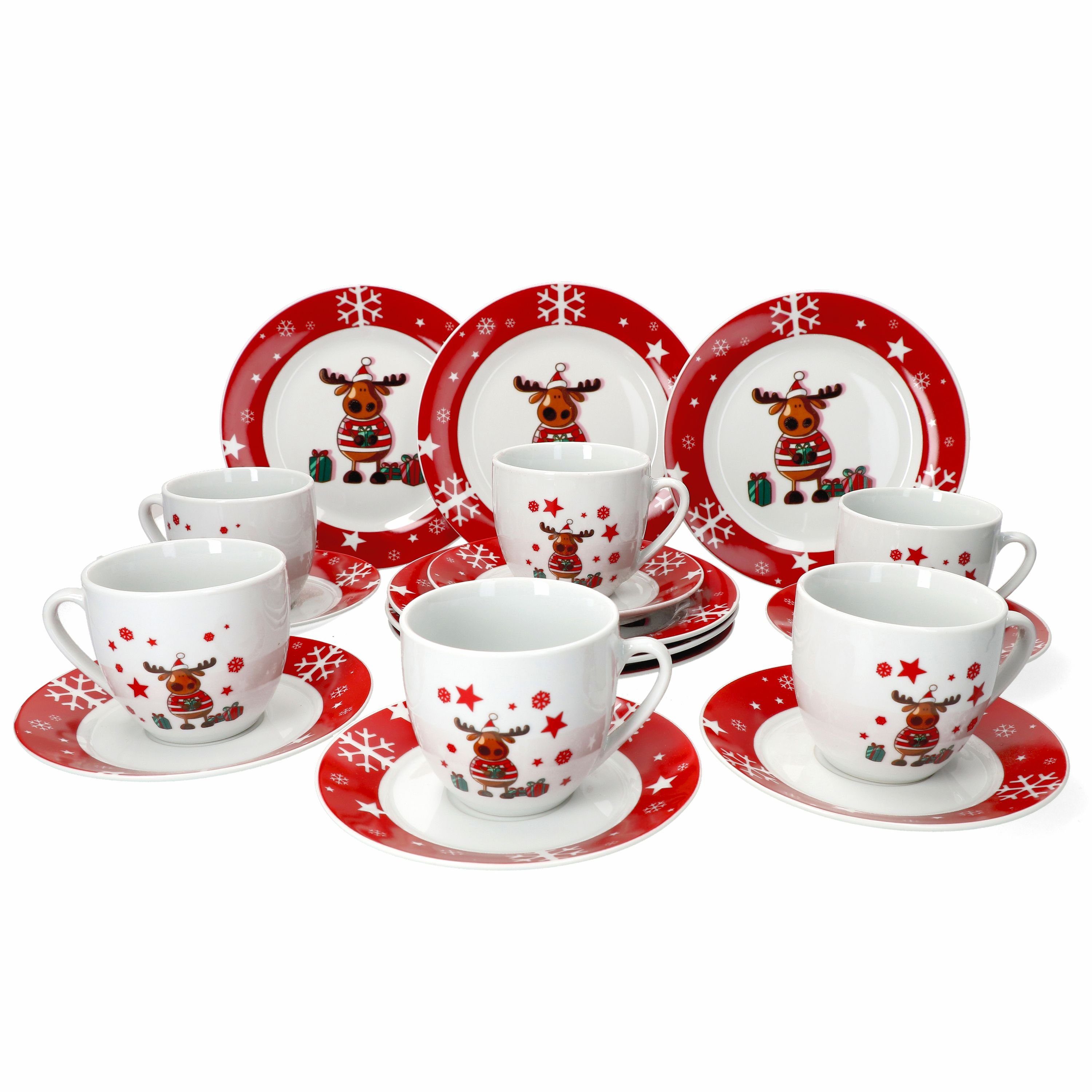 van Well Kaffeeservice »Kaffeeservice Elch 18tlg. für 6 Personen weiß