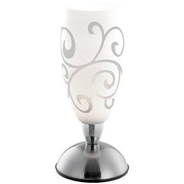 bmf-versand Tischleuchte Nachttischlampe Touch 2er Set Tischlampe Modern Weiß Glas Ornamente, Schreibtischleuchte, ohne Leuchtmittel, Lichtfarbe ist abhängig vom Leuchtmittel, Nachttischleuchte, Wohnzimmer, Schlafzimmer, Küche, Esszimmer, Flur