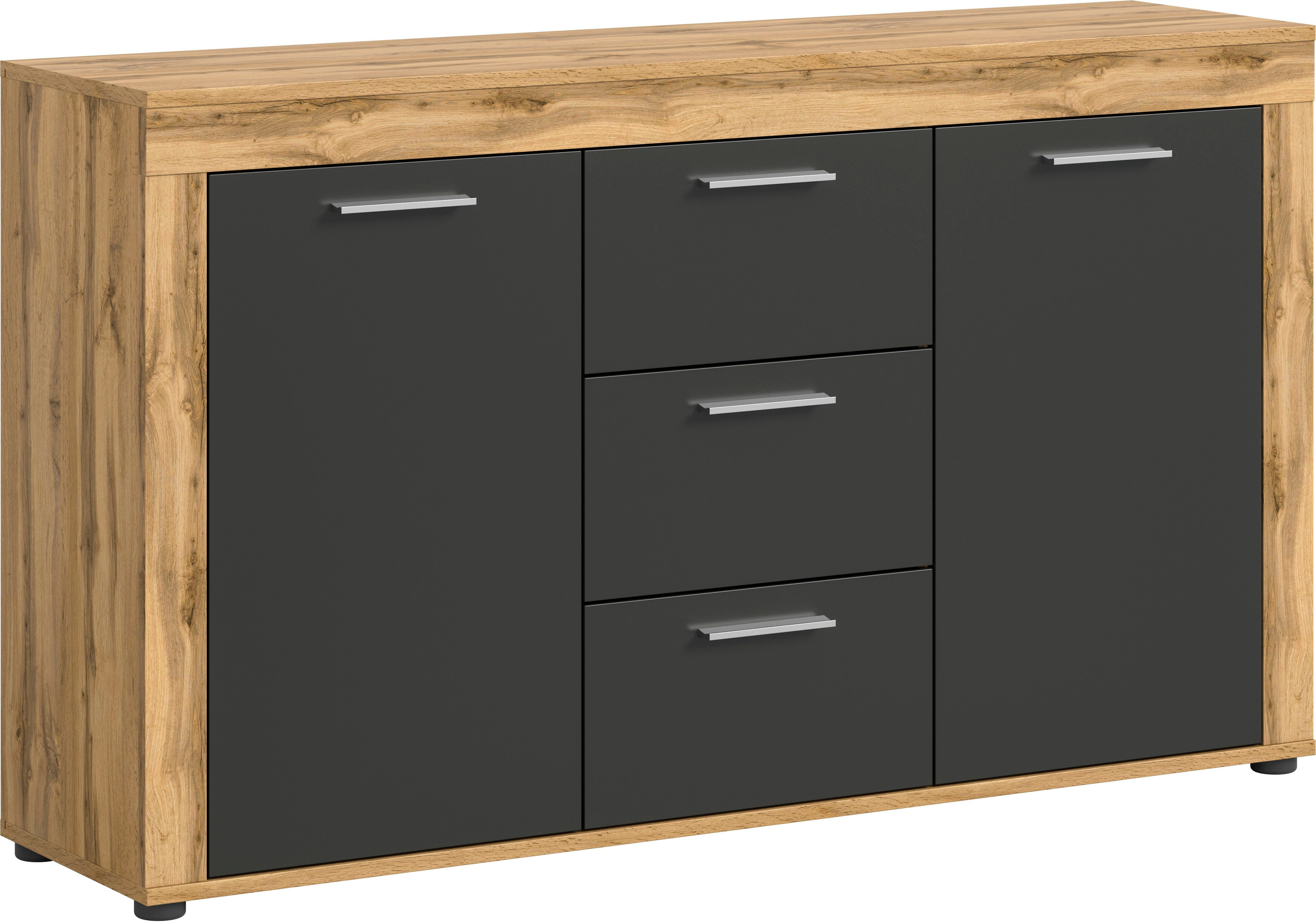 INOSIGN Sideboard Aosta, Breite 125 cm, in verschiedenen Farbausführungen, mit 2 Türen und 3 Schubkästen, Wohnzimmer, Kommode, Schrank