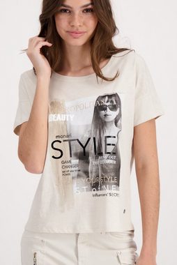 Monari T-Shirt Fotoprint Shirt mit Glitzerschrift