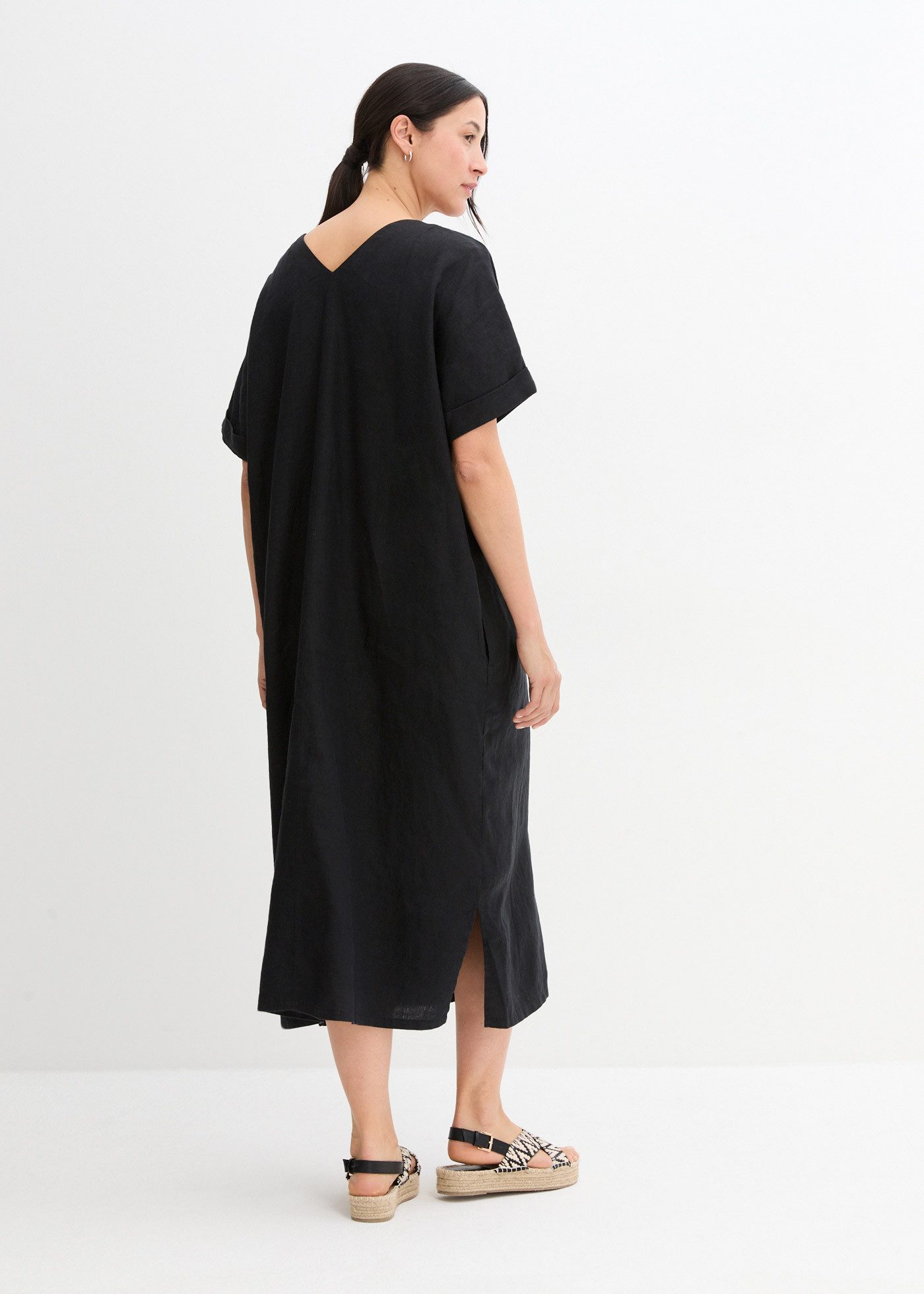 bonprix Tunikakleid für eleganten Look, aus Leinen, Oversize-Passform, mit Halbarm