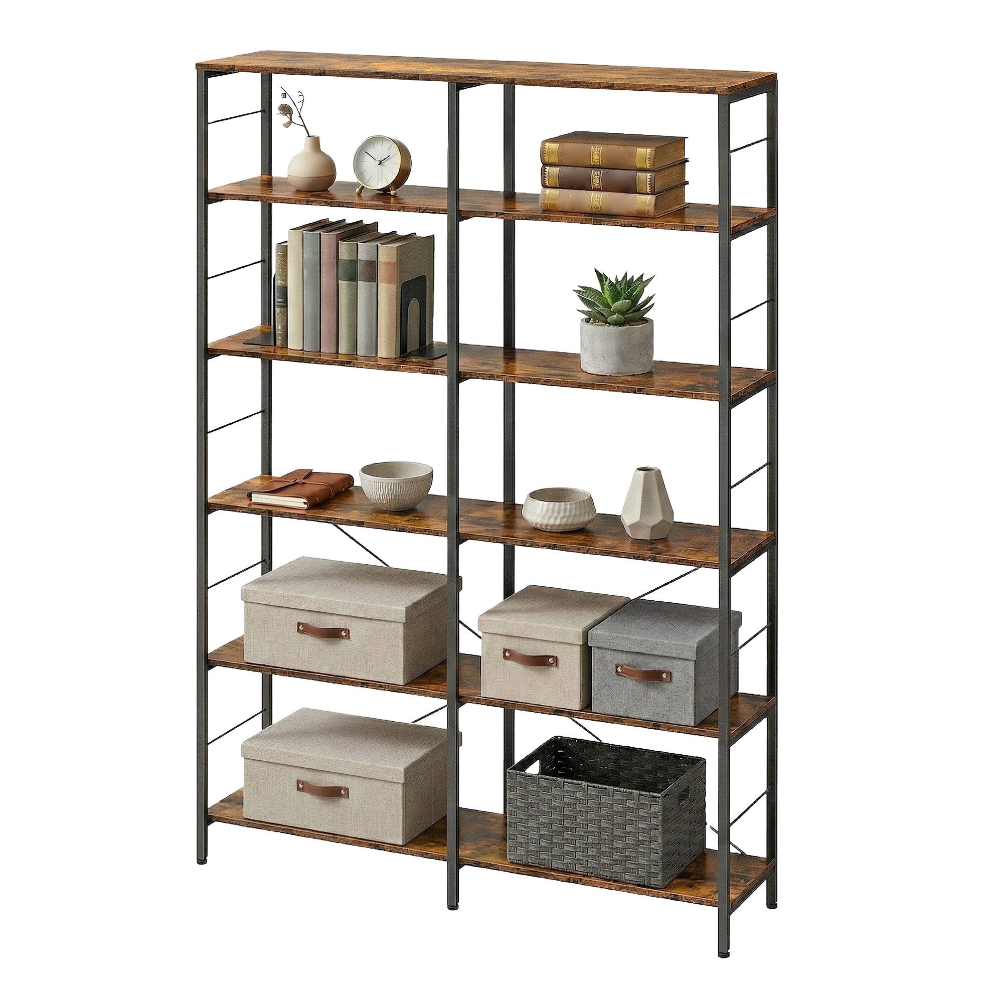 VASAGLE Bücherregal Standregal, für Wohnzimmer, Arbeitszimmer, Balkon, Küche, mit 6 Ebenen, 30 x 120 x 170 cm, Industrie-Design