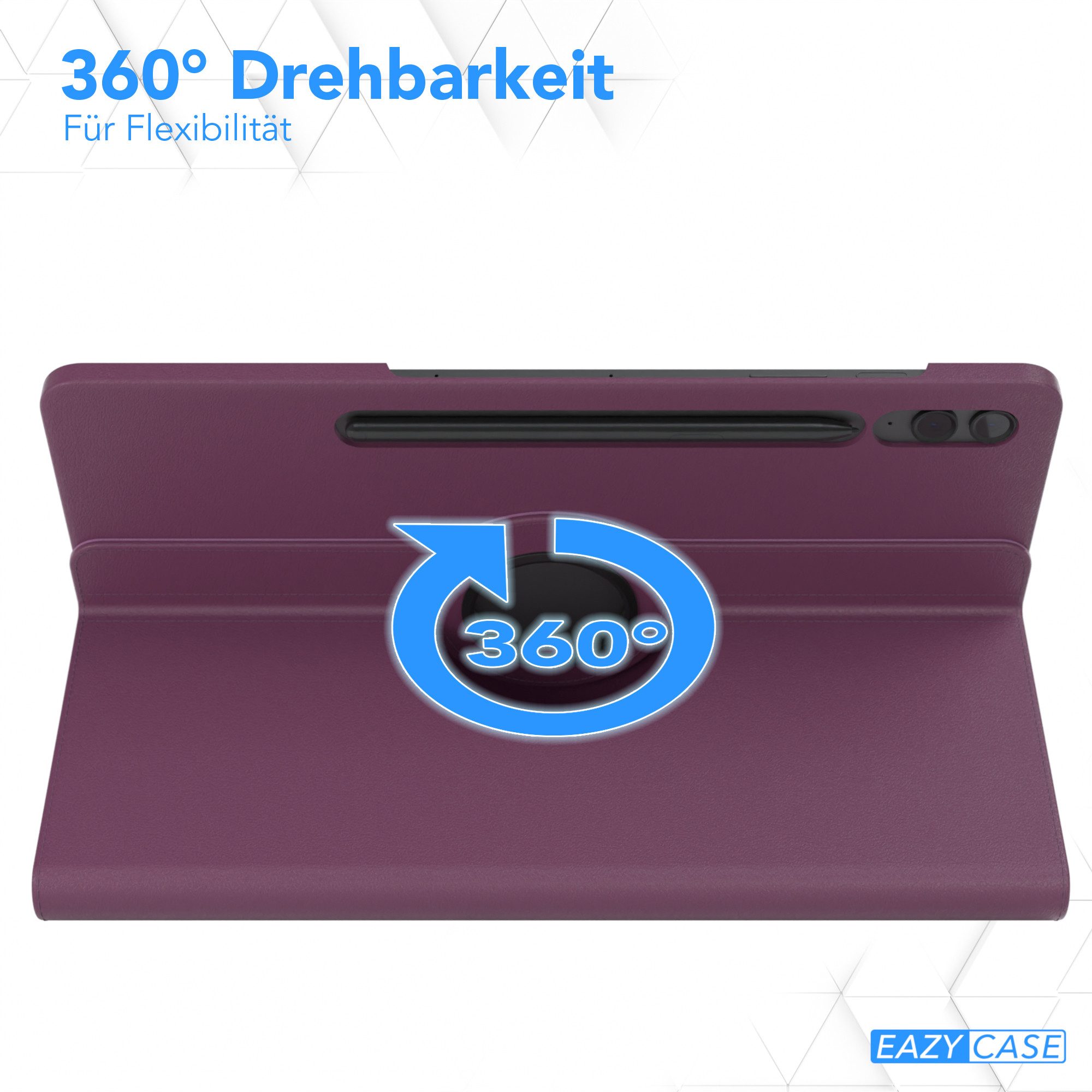 EAZY CASE Tablet-Hülle Rotation Case für Galaxy Tab S9 FE+ Rotationcase 12,4 Zoll, Tablet-Hülle Bookstyle Case Fullcover Schutz Tasche Stehfunktion Lila – Bild 3 von 5