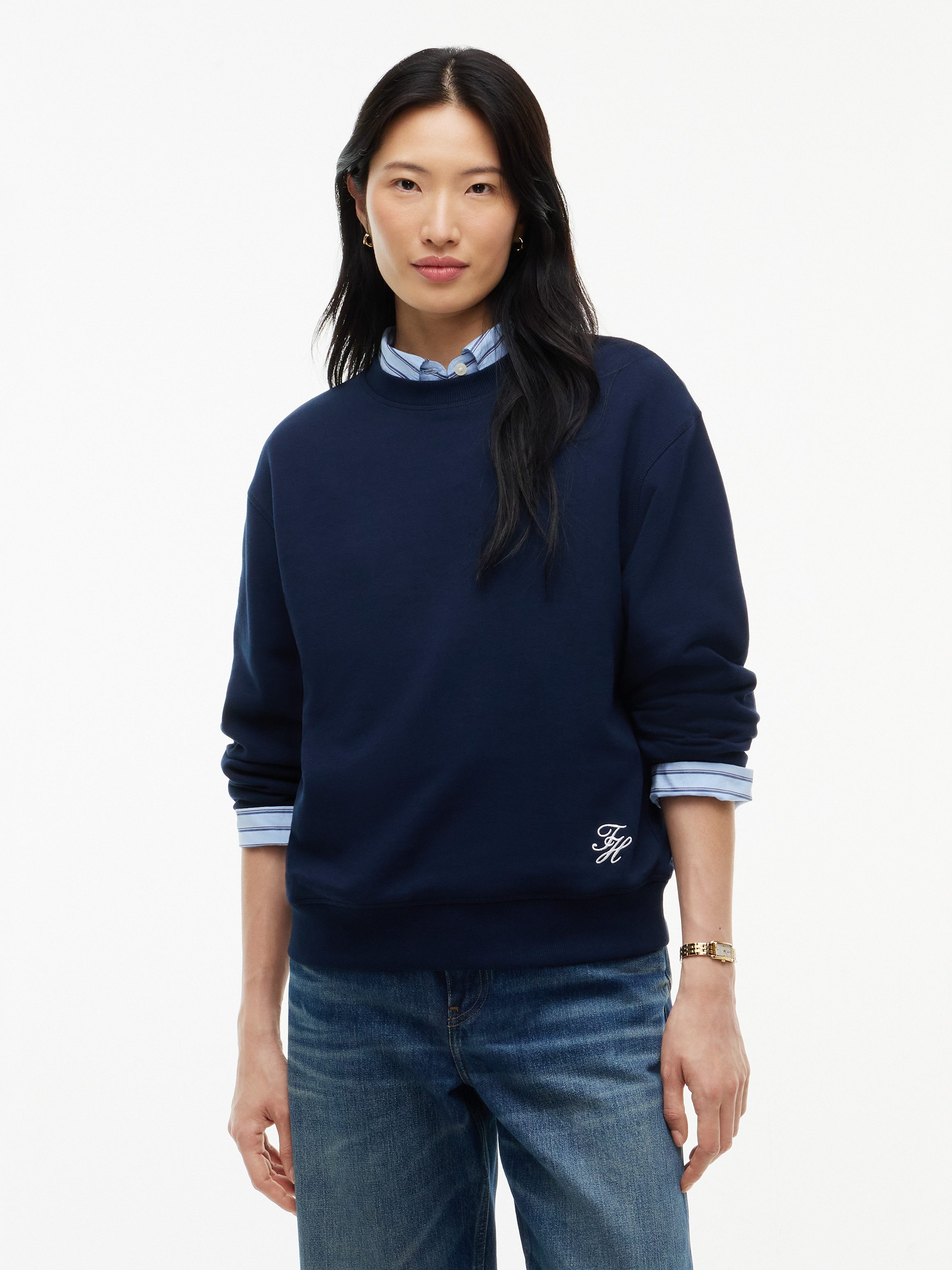 Tommy Hilfiger Sweatshirt SCRIPT TERRY MDRN C-NK SWTSHIRT Baumwolle