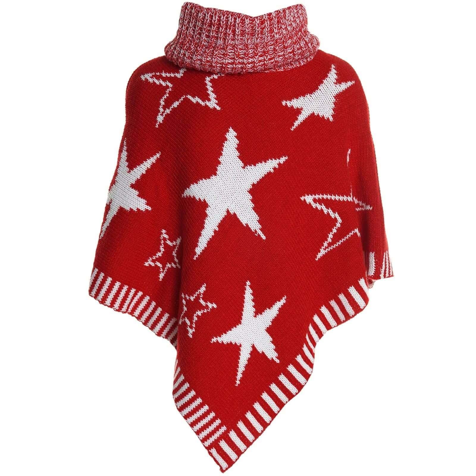 BEZLIT Strickponcho Mädchen Poncho mit Rot (1-tlg) 20562 mit Rollkragen Schalkragen