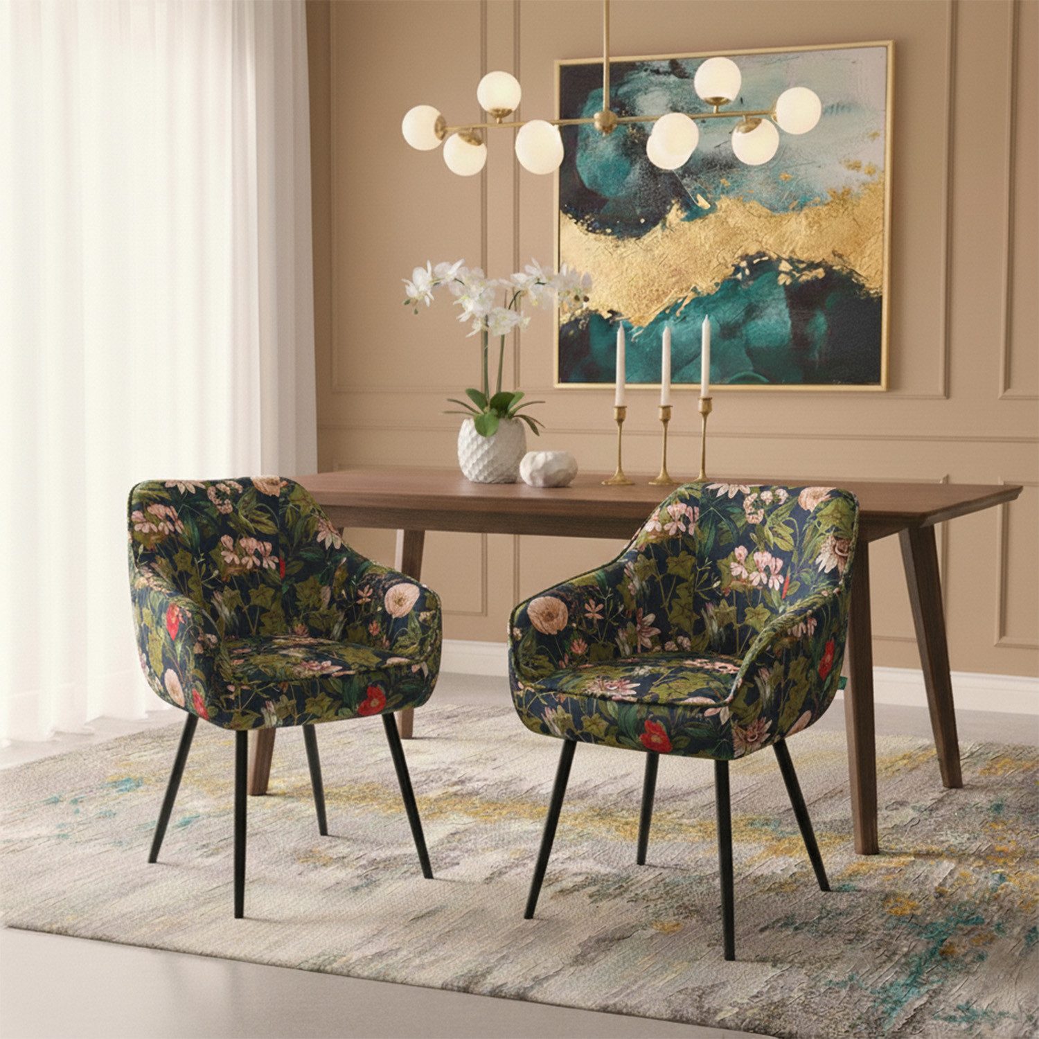 DUBI Möbel Polsterstuhl Mika-Kian 2er-Set, Federkern, pulverbeschichtet, 36 günstig online kaufen