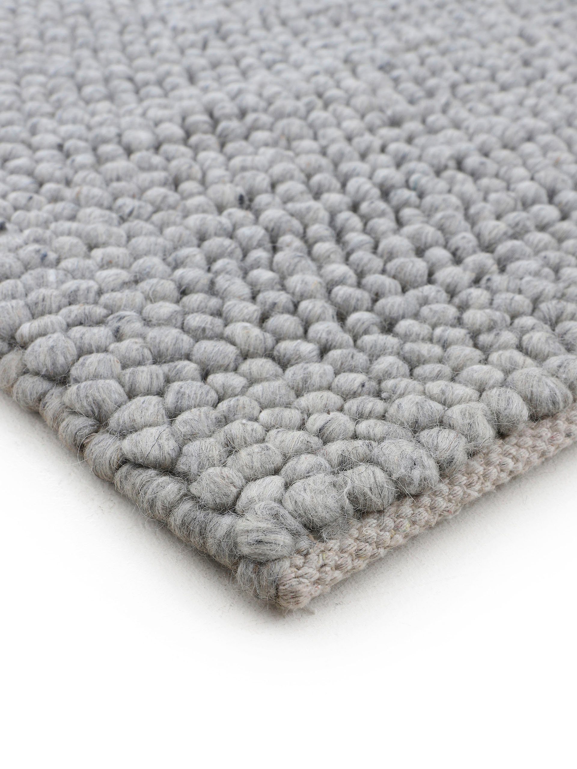 handgewebt, Wolle rechteckig, Uni Höhe: 16 70% grau carpetfine, meliert, Handweb mm, Calo, Teppich Teppich, Farben,