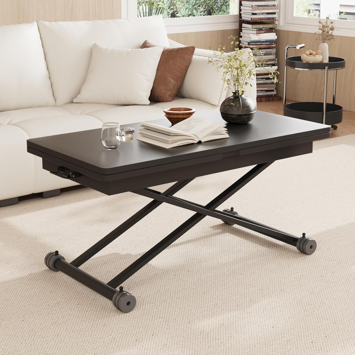 VOWNER Couchtisch 3-in-1, Höhenverstellbar & Ausziehbar, Esstisch, Wohnzimmertisch (1-St), Platzsparend & Umwandelbar für Ess- & Wohnzimmer