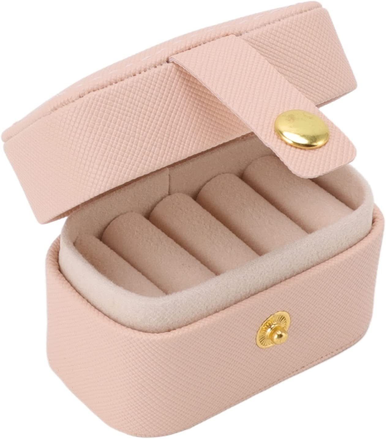 Haiaveng Schmucketui Kleine Reise-Schmuckbox Schmuckkästchen für Damen, Mini Aufbewahrungsbox für Ringe,Armbänder und Halsketten rosa