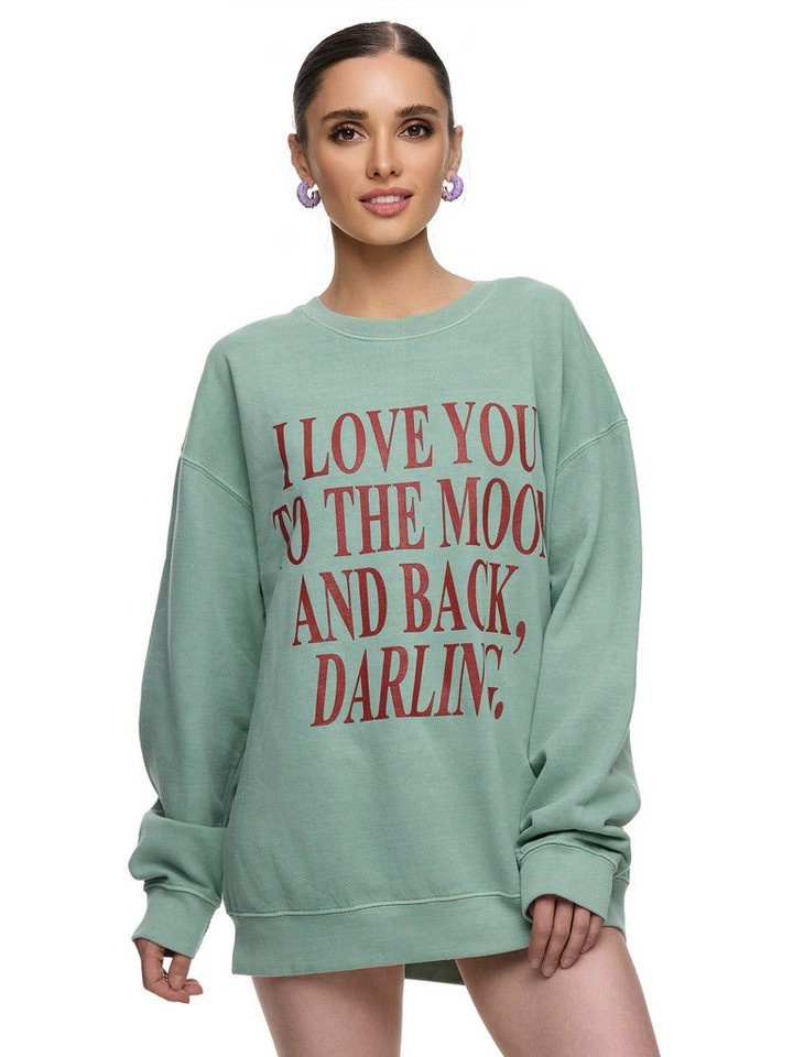 Worldclassca Longsweatshirt Worldclassca Oversized Sweatshirt LOVE YOU Print Langarm Pullover PRINT - I LOVE YOU TO THE MOON AND BACK DARLING