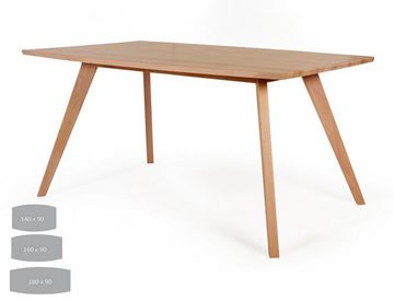 expendio Essgruppe Tromsa, (komplette Tischgruppe, Spar-Set, 7-tlg), Tisch Eiche natur massiv 140x90 cm + Schwingstühle Giada anthrazit