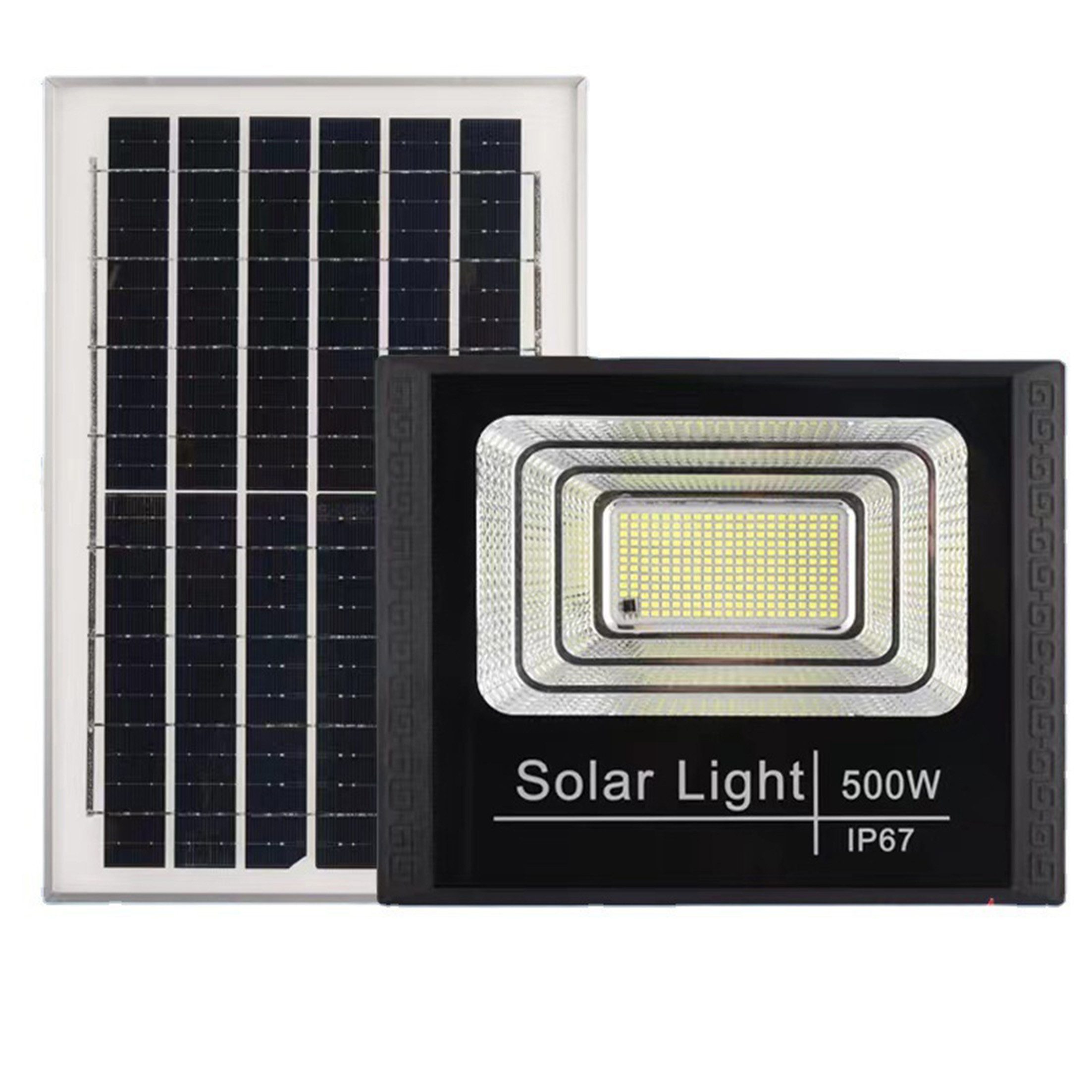 KINSI LED Solarleuchte 500W Solar Außenleuchte LED Gartenstrahler mit Fernbedienung, warme Farbe, IP67 wasserdicht,automatische Dämmerungssensor,für Garten,Hof