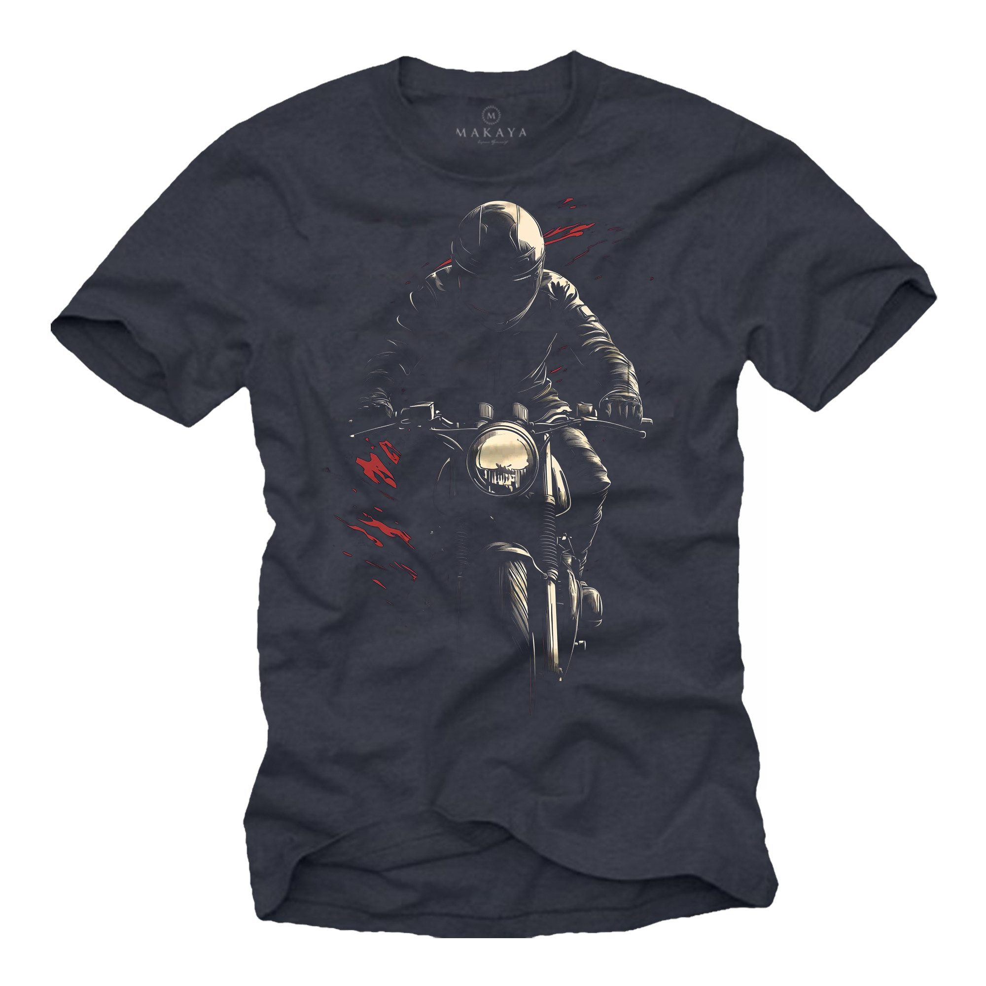 MAKAYA T-Shirt Bikershirt für Herren – Naked Bike Design für Motorradliebhaber (Schwarz, Blaugrau, S, M, L, XL, XXL, 3XL, 4XL, 5XL) Baumwolle