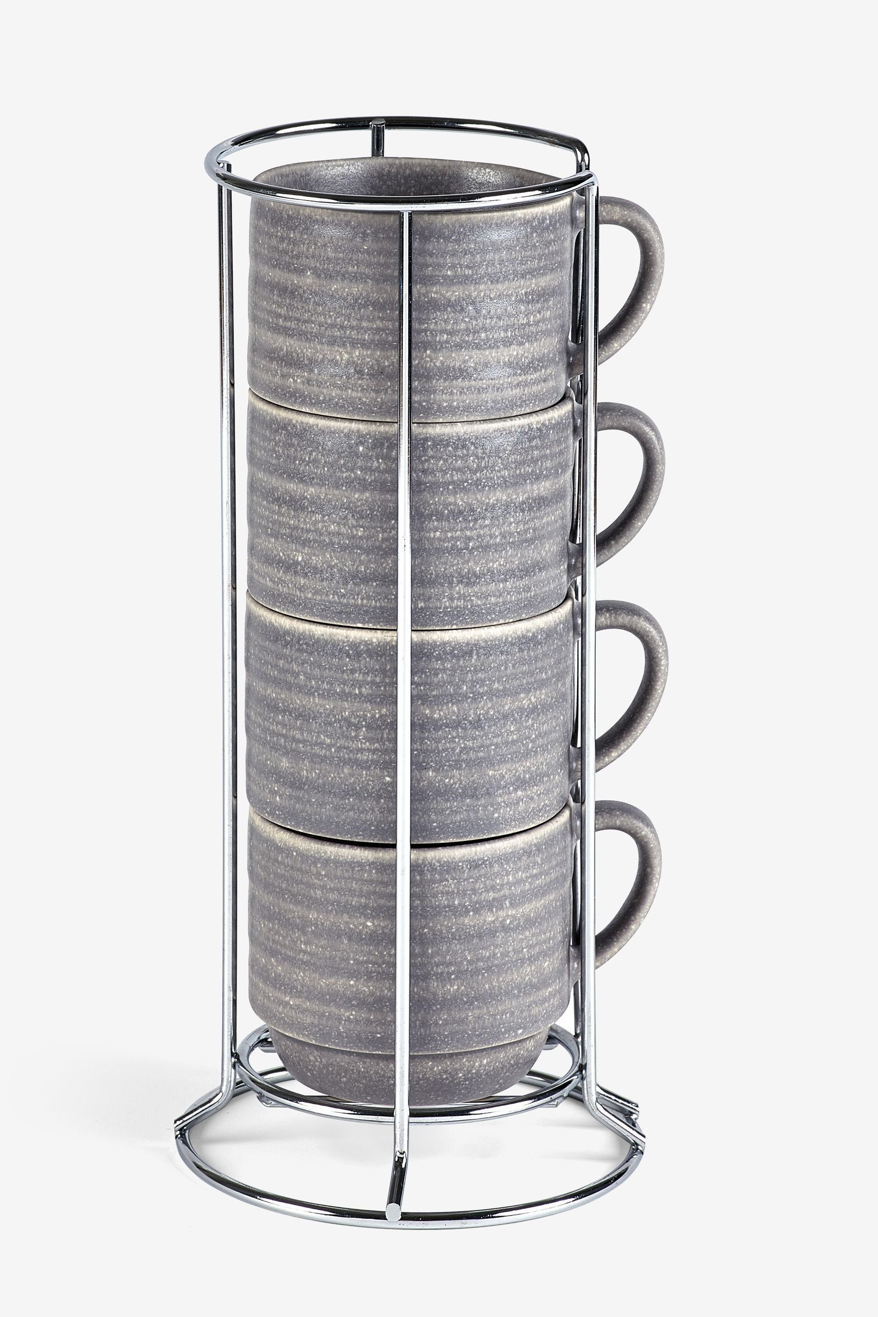 Cooksmart Set Mit 4 Stapelbaren Tassen – Britisches Design, Keramik, Spülmaschinenfest