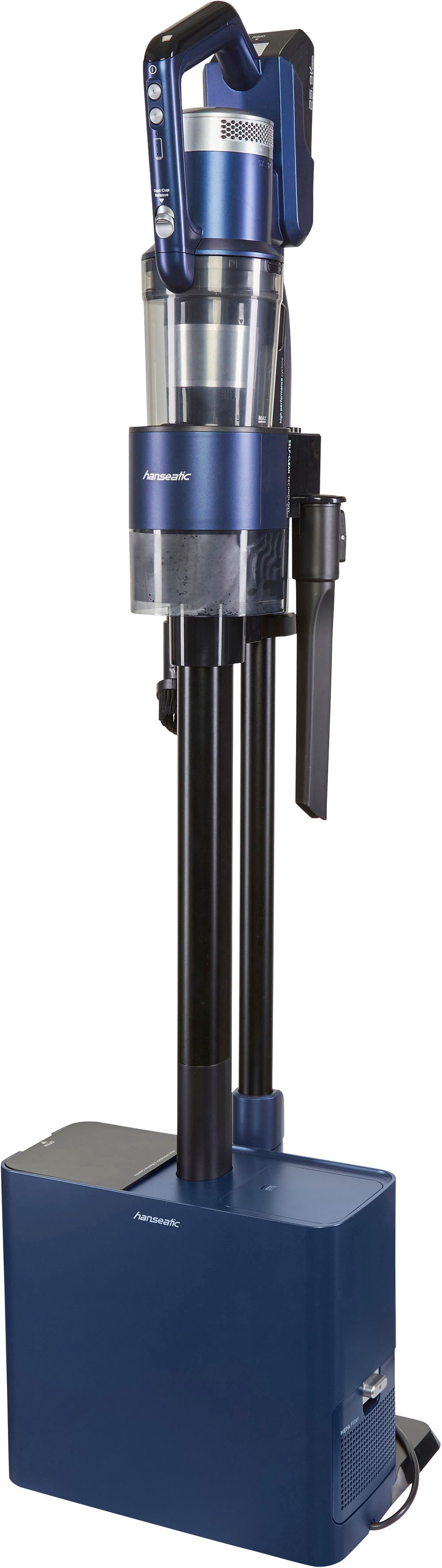 Hanseatic Akku-Stielstaubsauger HVSS350600SMC mit Absaugstation, bis zu 60 min. Akkulaufzeit, 350 W, beutellos, Düse mit LED Beleuchtung, mit Auto Empty Funktion