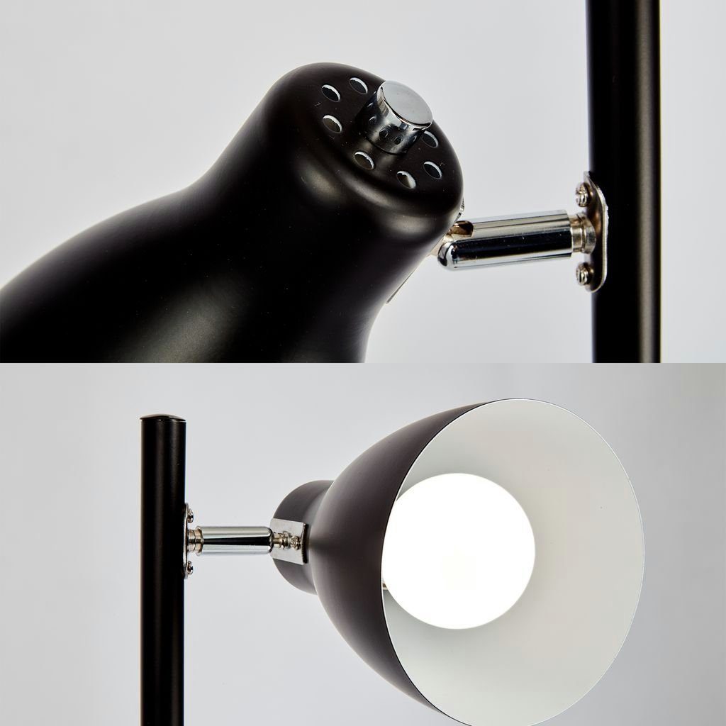 B.K.Licht Stehlampe Schwenkbar max.25W 166cm Schwarz E27 ohne Retro 3-flammig - BKL1195, Höhe: Leuchtmittel