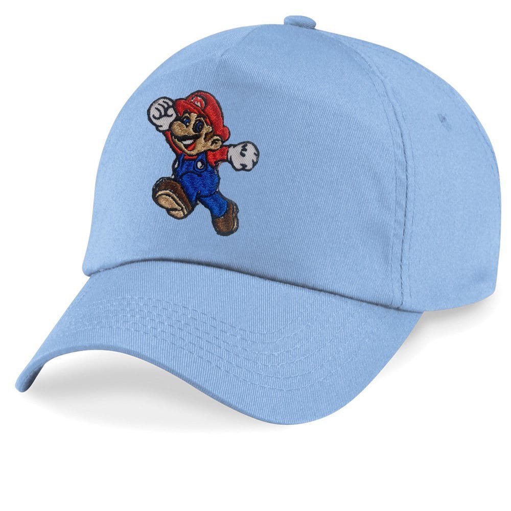 Blondie & Brownie Baseball Cap Kinder Mario Stick Patch Luigi Klempner Super Nintendo One Size Hellblau