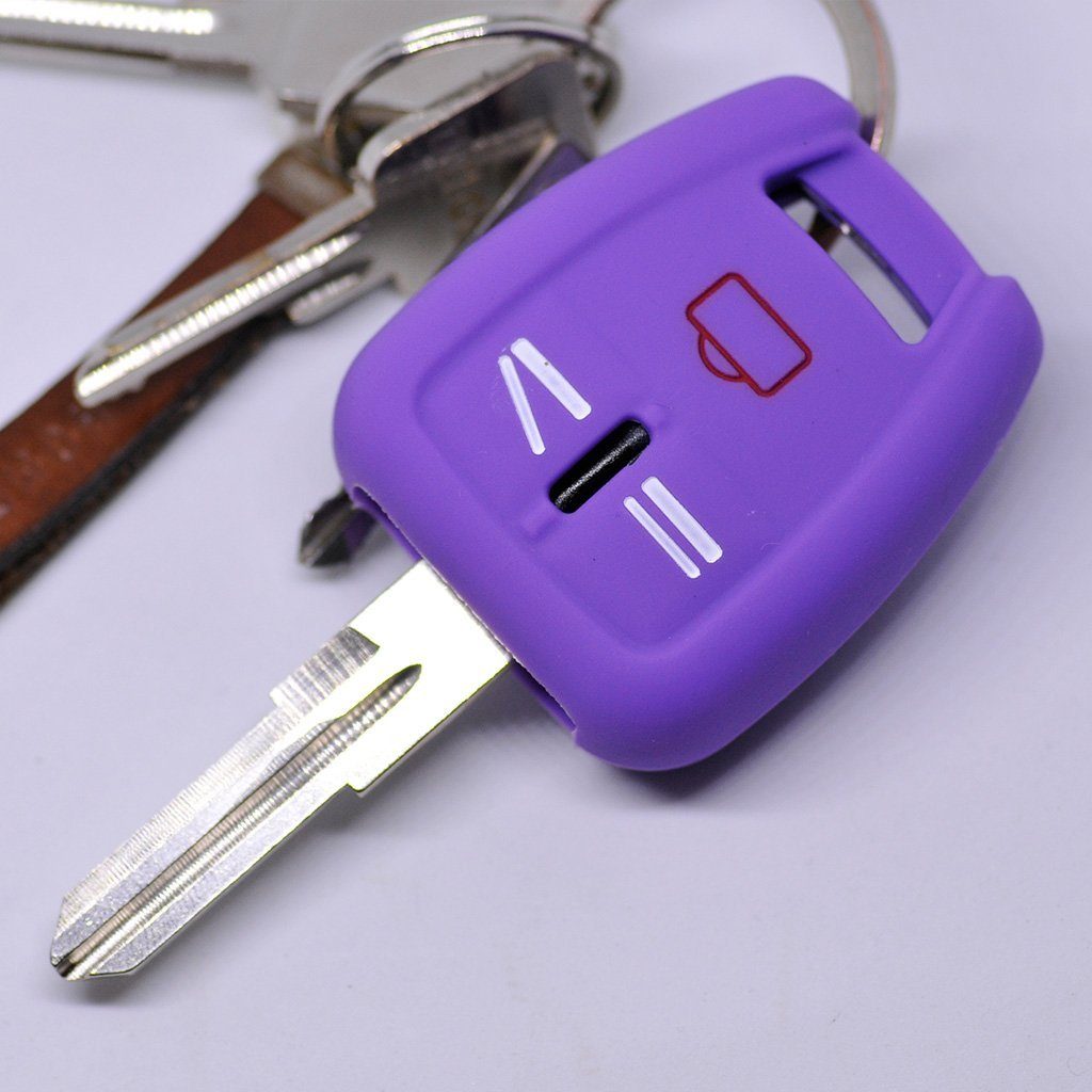 mt-key Schlüsseltasche Autoschlüssel Softcase Silikon Schutzhülle Lila, für OPEL Signum Vectra C Vauxhall 3 Tasten Funk Fernbedienung