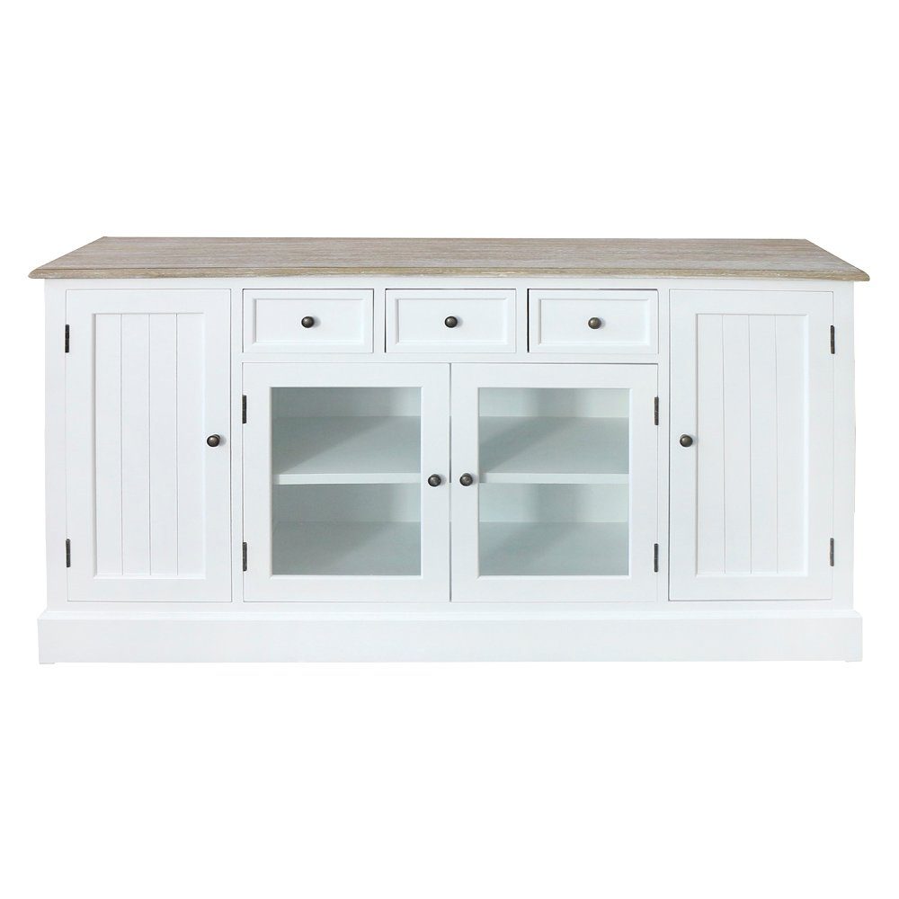 Grafelstein Kommode Sideboard HARBOUR weiß braun Schrank Kommode im Hamptons Chic Long Isl