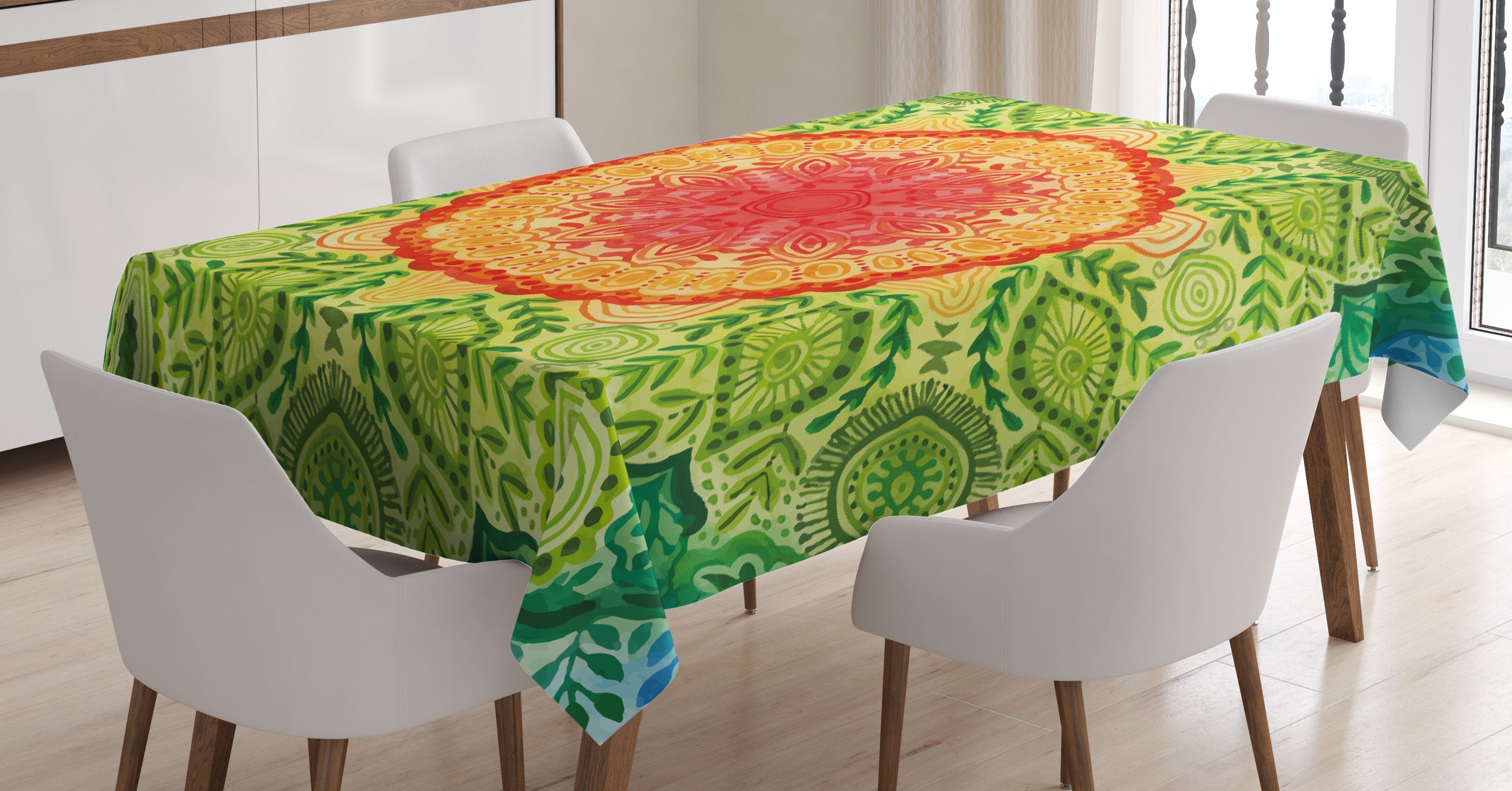 Abakuhaus Tischdecke Farbfest Waschbar Für den Außen Bereich geeignet Klare Farben, Ethnisch Lace Mandala Hippie-Art